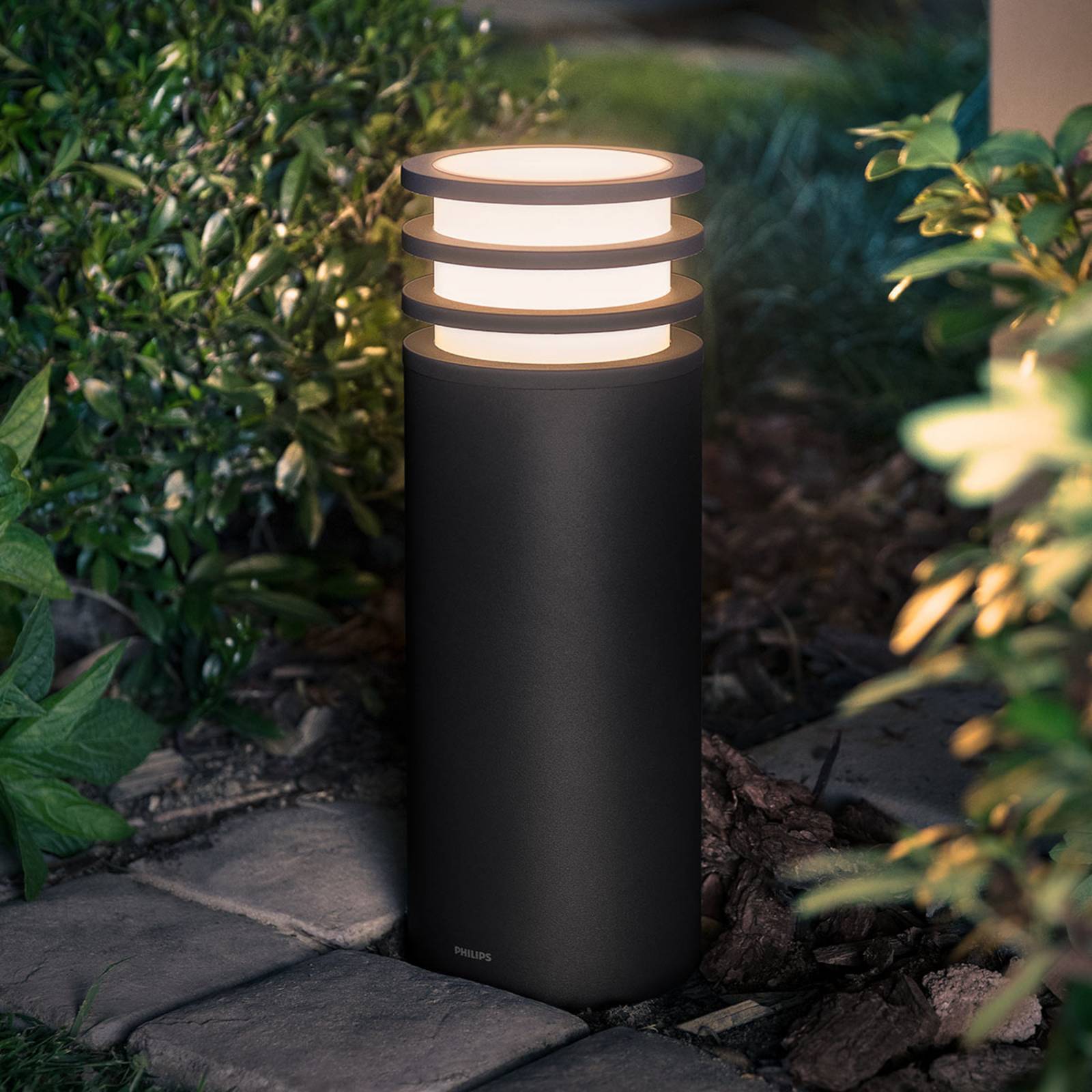 Lampa cokołowa LED Philips Hue Lucca, czarna, RGBW smart, IP44