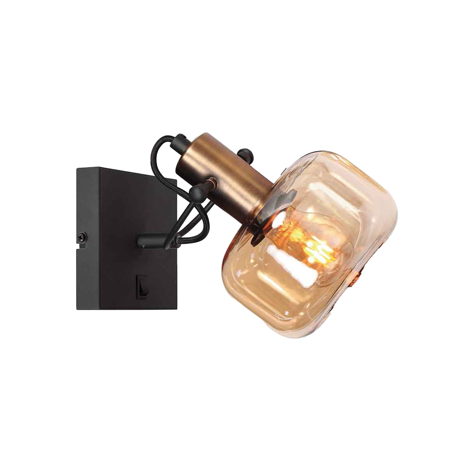 Wandlamp Glaslic, amber, 1-lamp, glas, metaal