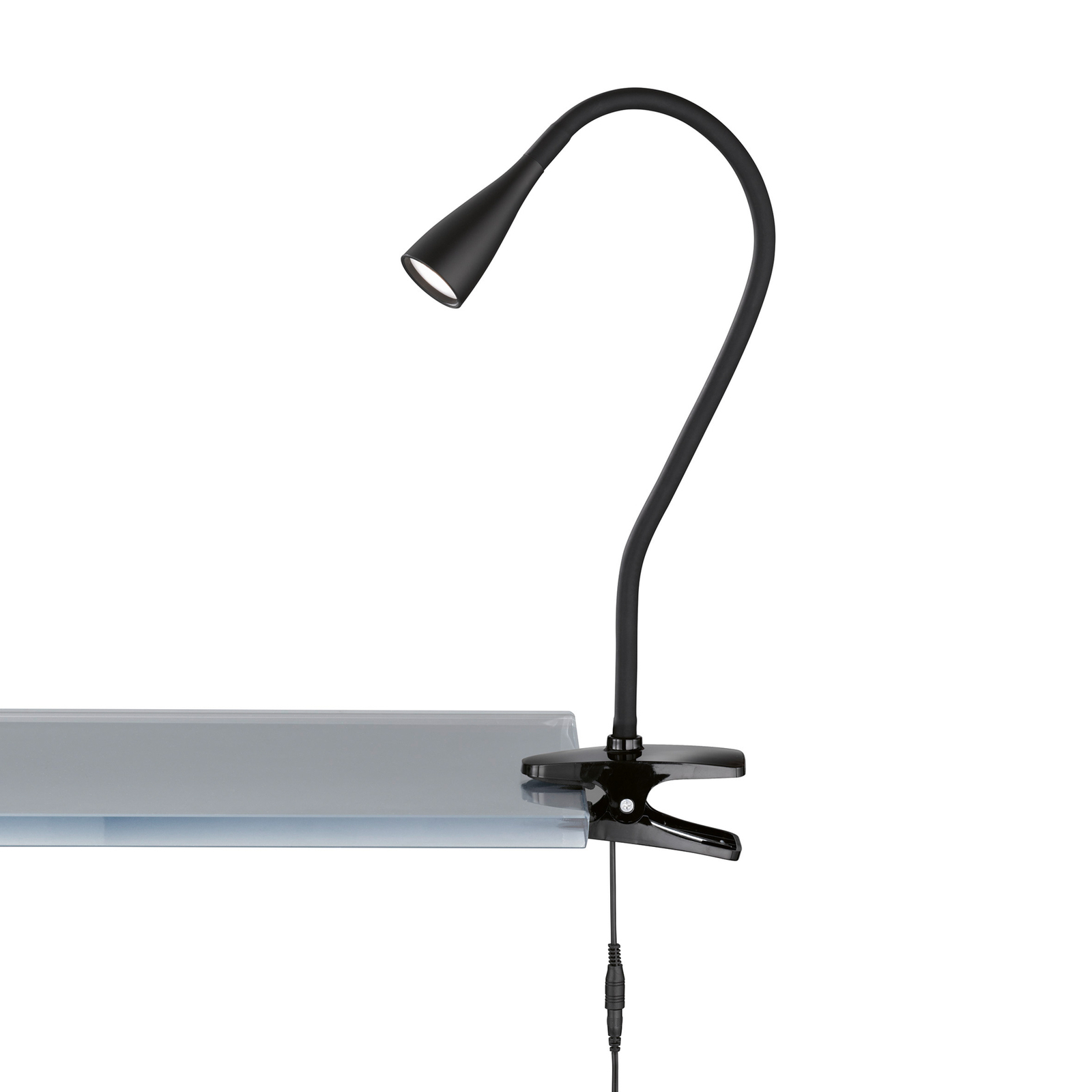 Braçadeira de luz LED Nox, preta com braço flexível