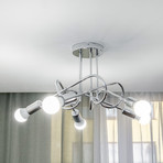 Plafonnier Oxford, chrome, à 5 lampes, Ø 47 cm, métal