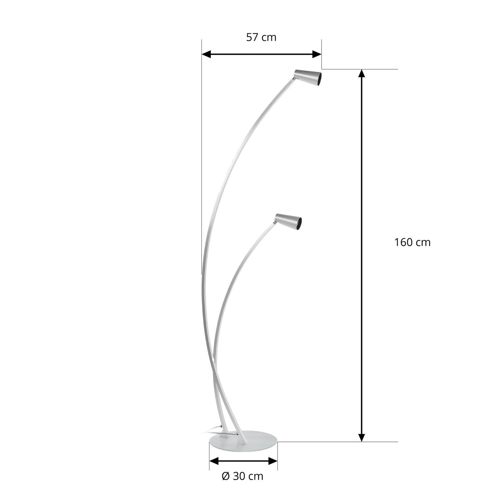 Lampa podłogowa Lucande Velanoris, 2-punktowa, szczotkowane aluminium