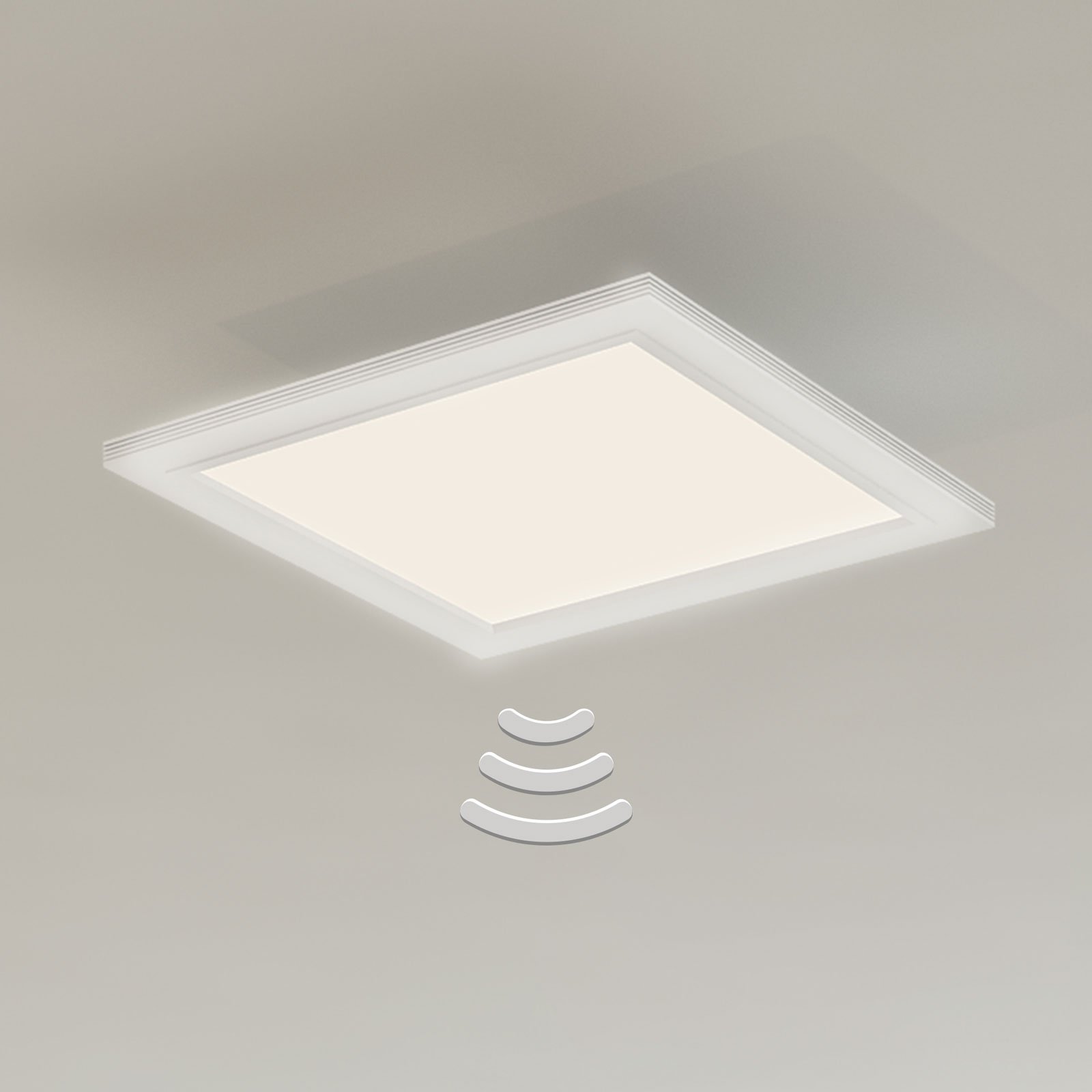 Lámpara de techo LED Piatto, sensor, 29,5 x 29,5 cm