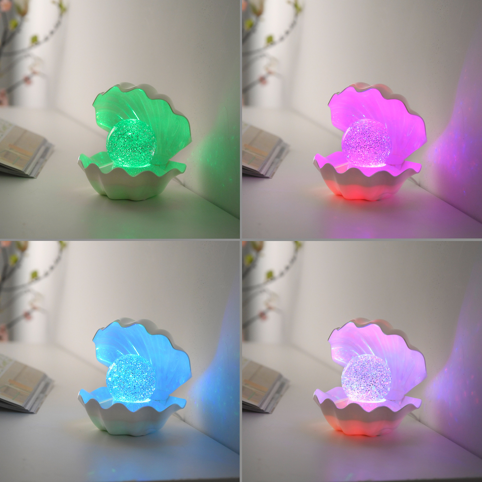 Lampa stołowa LED Arielle, perłowa, zasilana baterią lub przez USB-C, RGB Lampa stołowa LED Arielle, perłowa, zasilana baterią lub przez USB-C, RGB