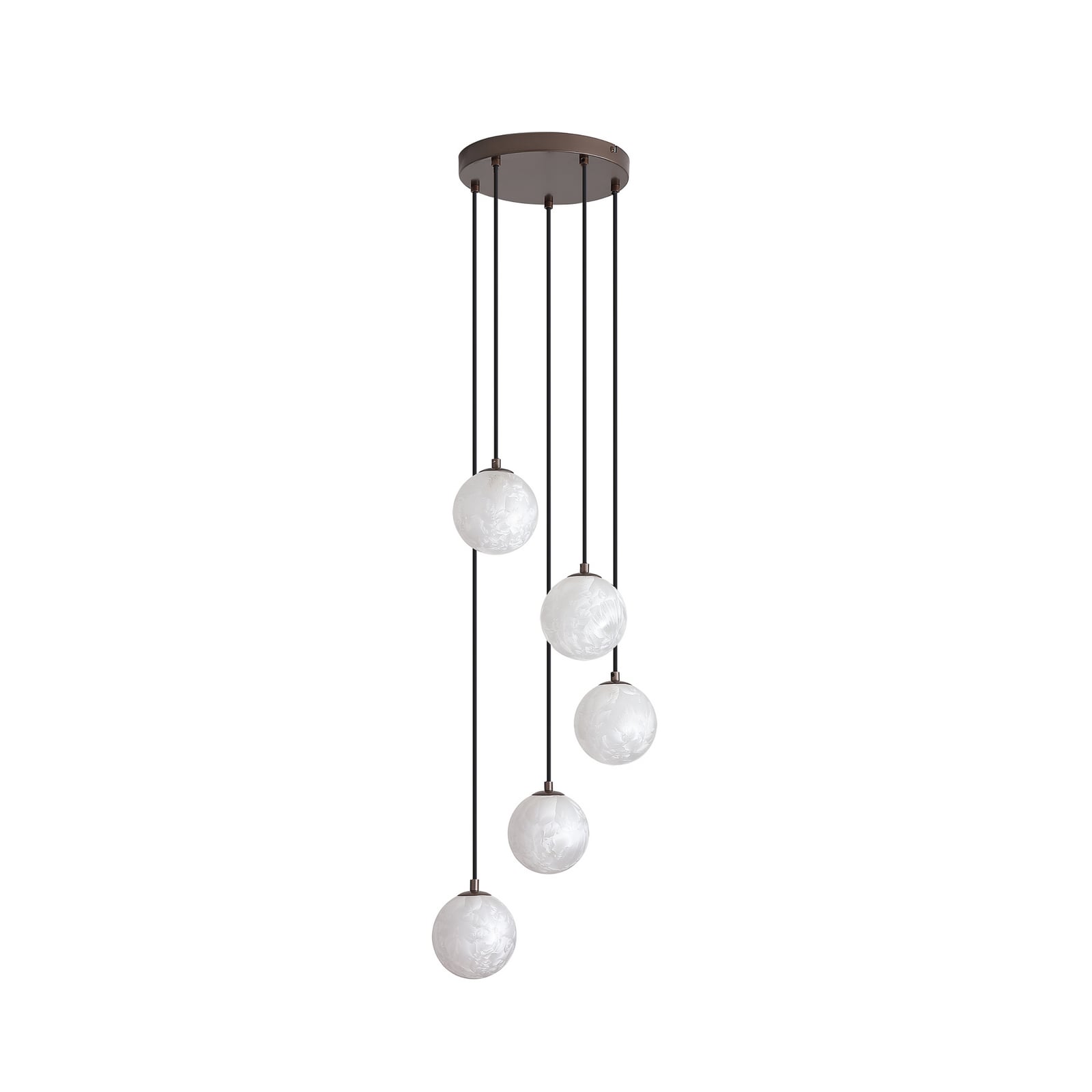 Hängeleuchte Frosty, 5-fl. rund, bronze, Glas gefrostet, G9 Hängeleuchte Frosty, 5-fl. rund, bronze, Glas gefrostet, G9