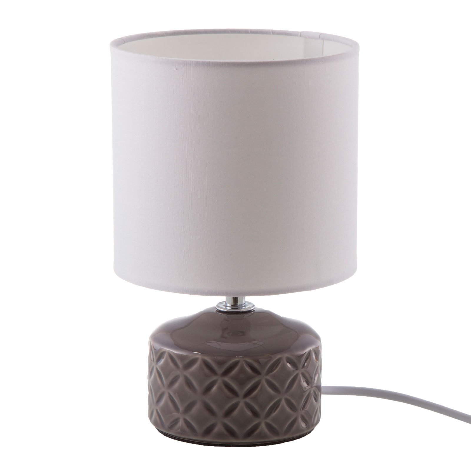 Lámpara de mesa Jon con base de cerámica, gris