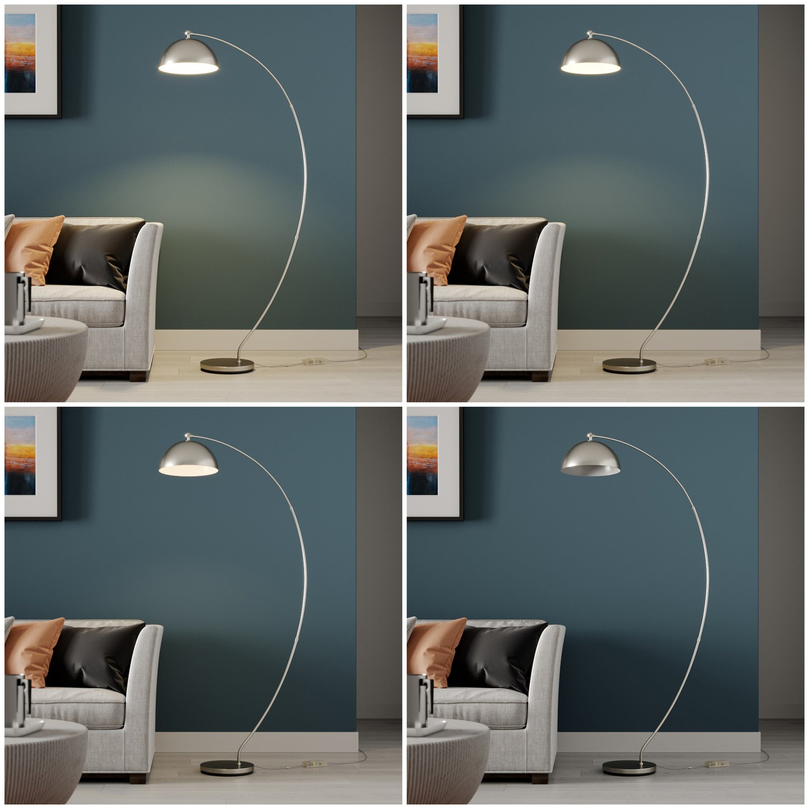 Lindby Zara LED ad arco con dimmer a pedale