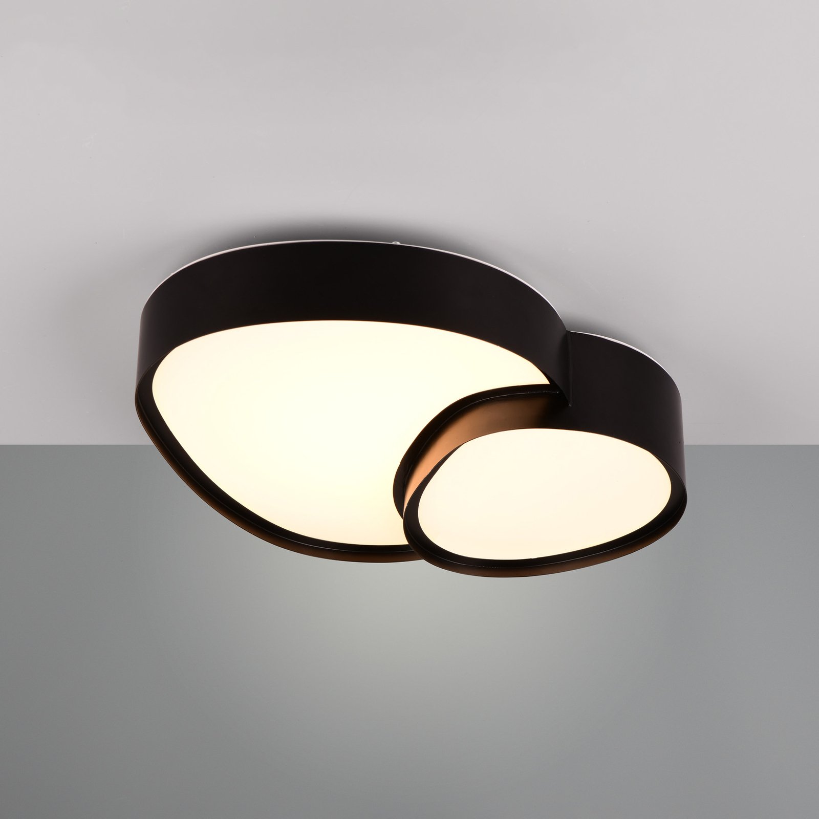 LED-loftslampe Rise, sort, 43 x 36 cm, CCT, dæmpbar