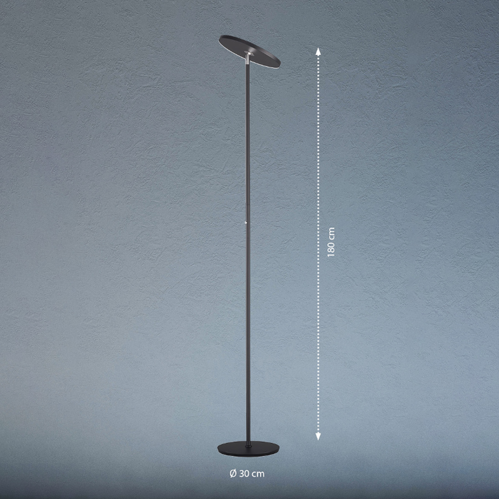 LED-gulvlampe Bever, sort, metal, CCT, dæmpbar, 180 cm