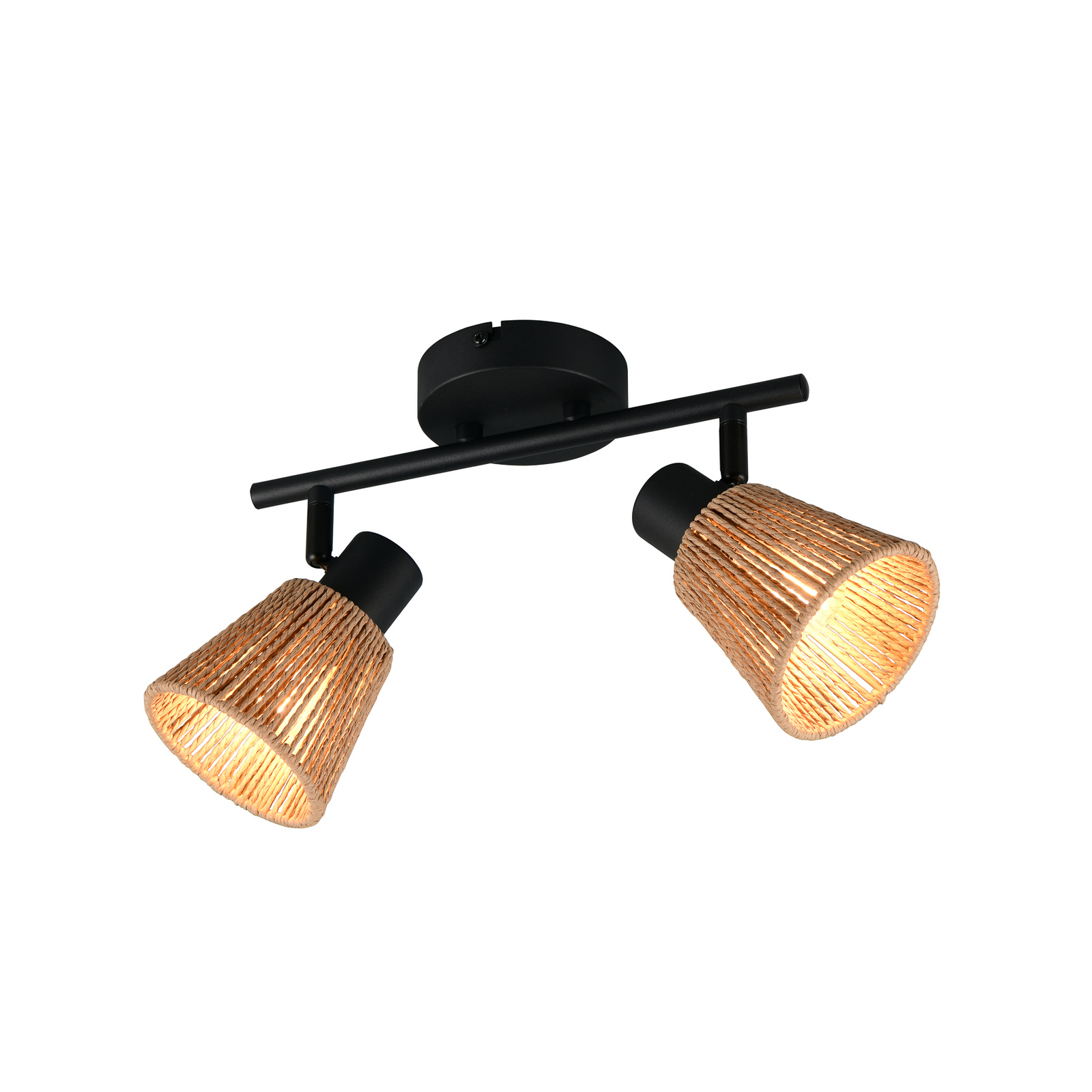 Φωτιστικό οροφής Natrel, μαύρο/καφέ, μήκος 41 cm, 2 φτερά, μέταλλο