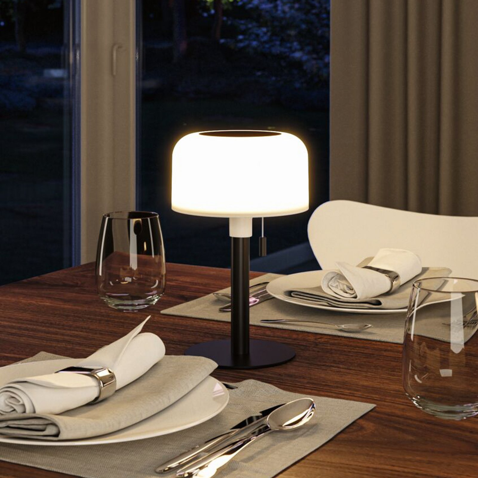 Lampa de masă solară cu LED Paulmann Bartja, negru, IP44 dimabil