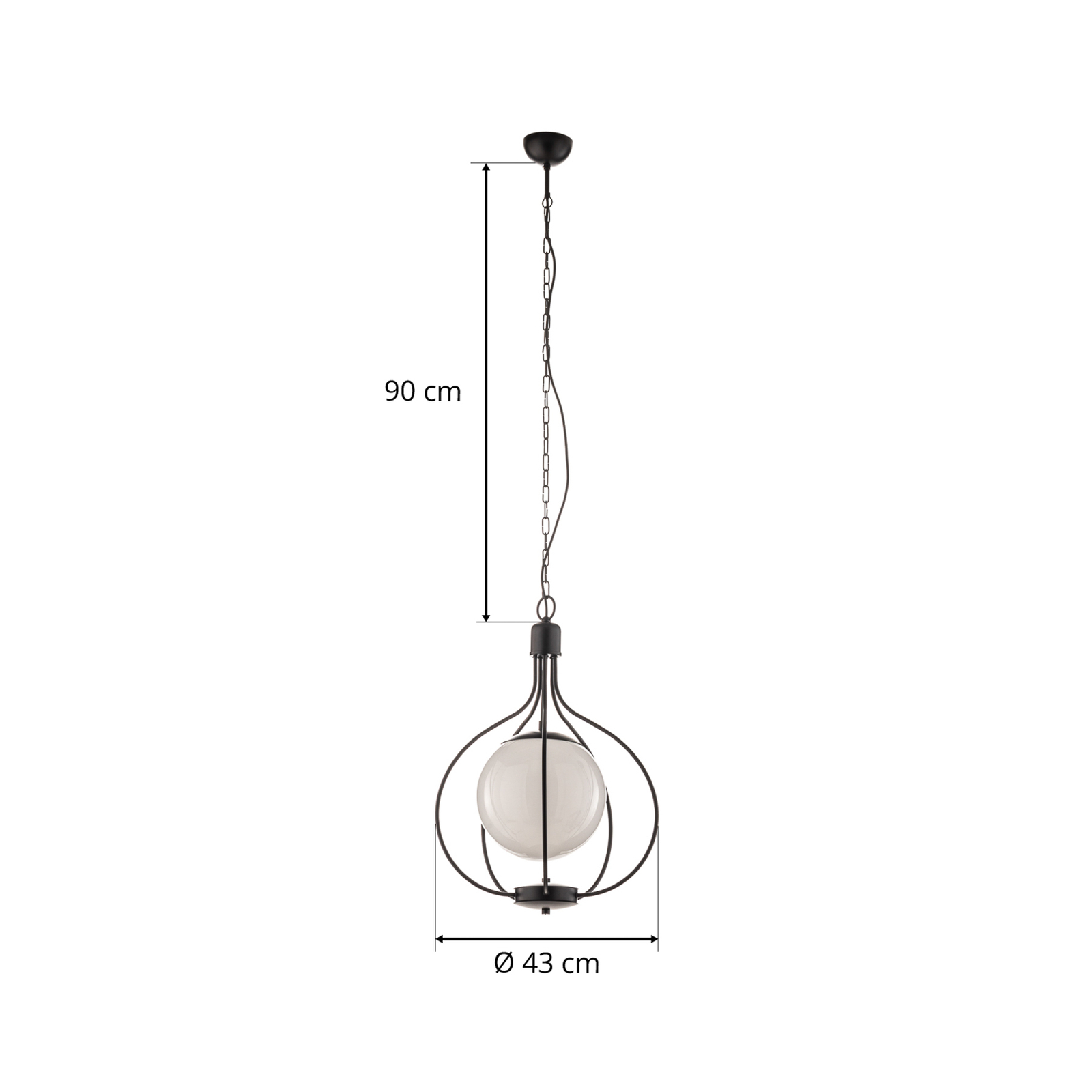 Hanglamp Remy 250 met bolglas