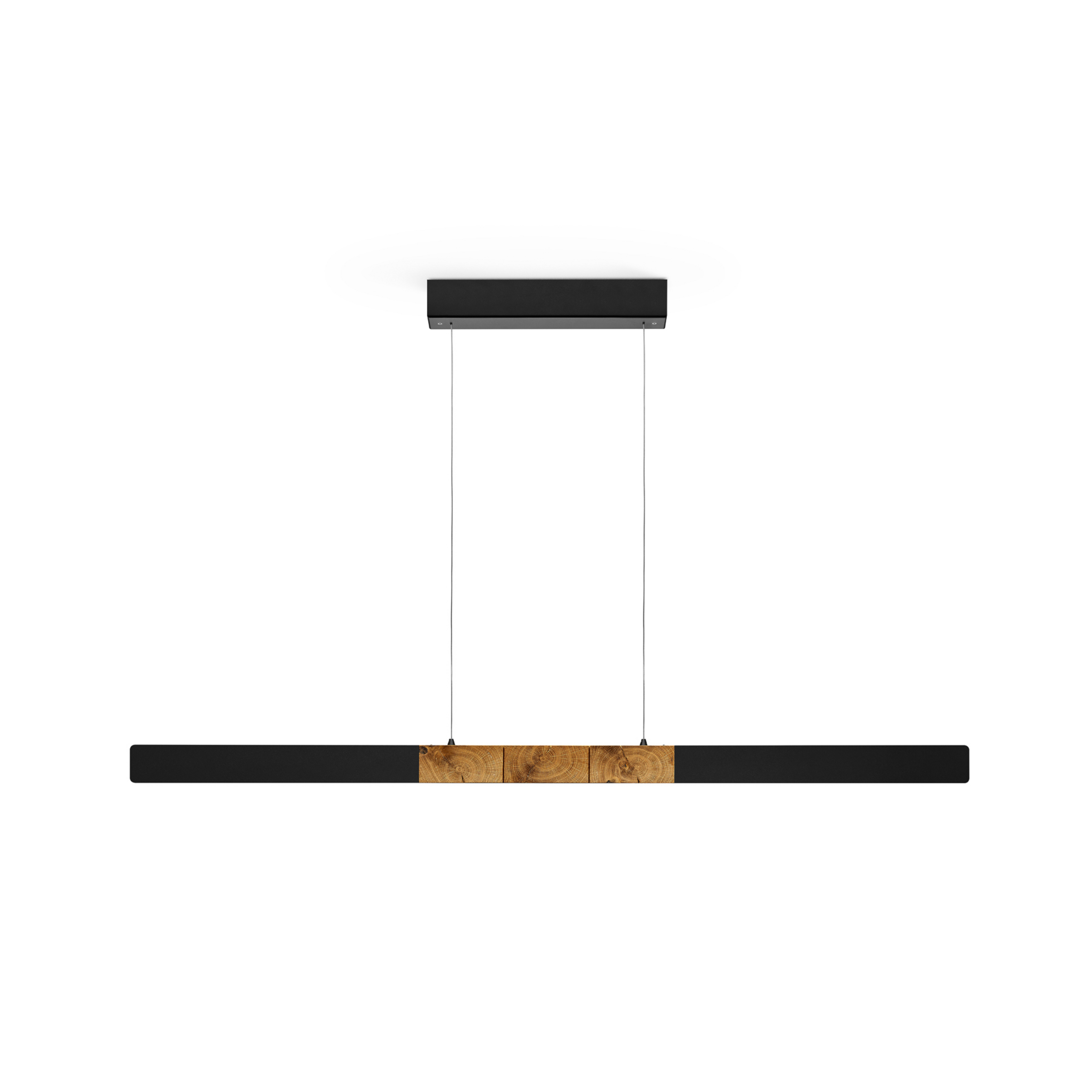 Candeeiro suspenso LED HerzBlut Lana del nero, madeira, regulável