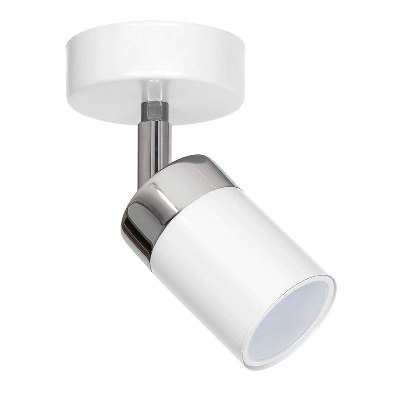Euluna Joker ceiling spotlight, white/silver, one-bulb, for Living / Dining Room, metal, GU10, 35 W, H: 13 cm