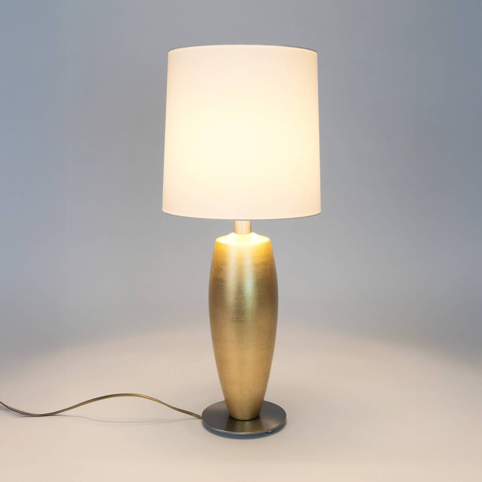 Bordlampe OMEGA SOTTILE, gull/hvit, høyde 68 cm, keramikk E27