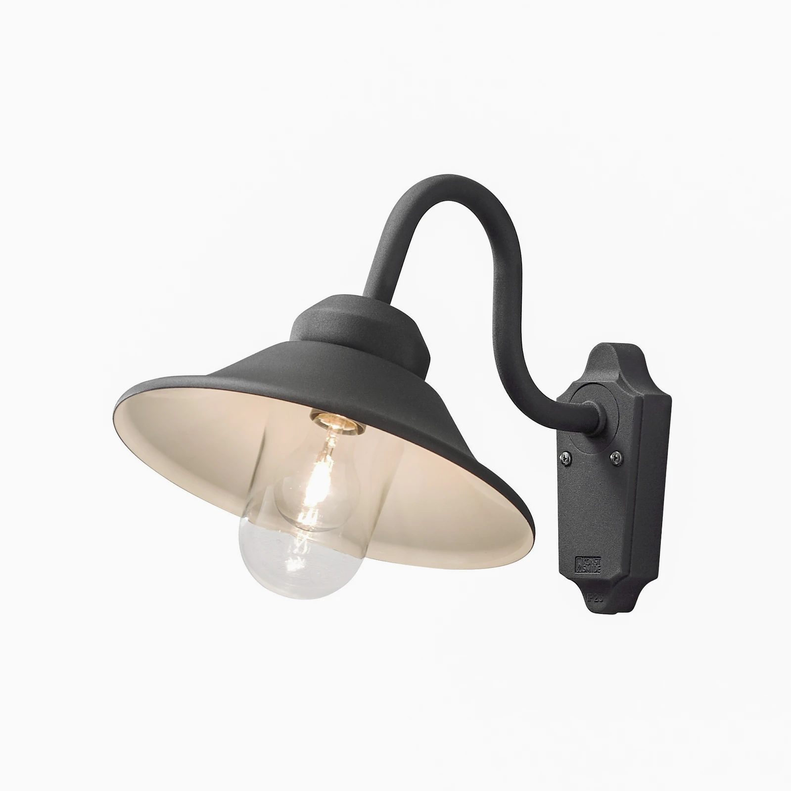 Utomhusvägglampa Vega, bredd 29,5 cm, svart