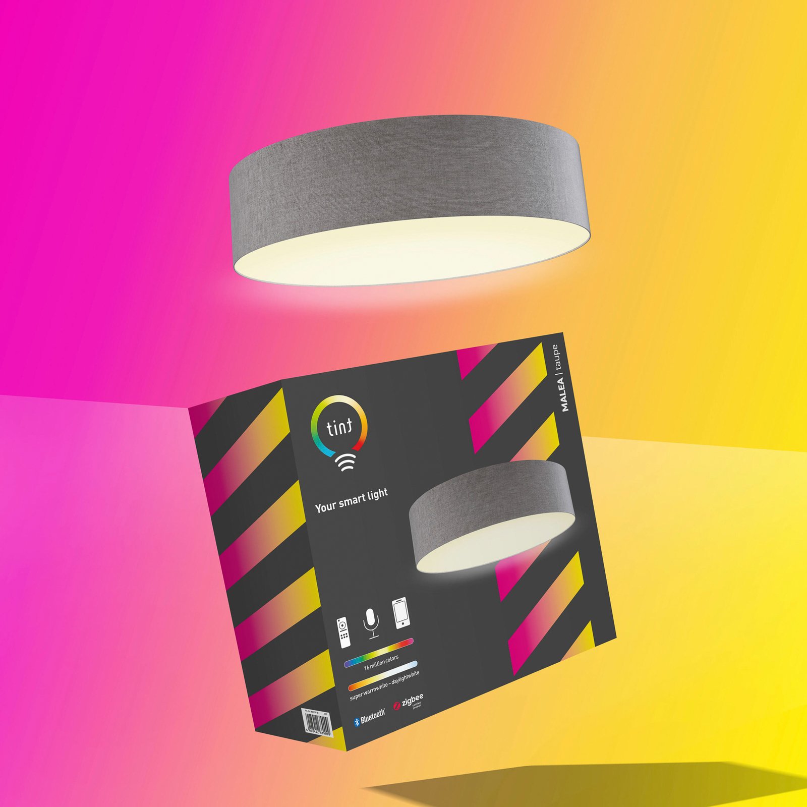 Müller Licht tint LED plafondlamp Malea, RGB, CCT, taupe