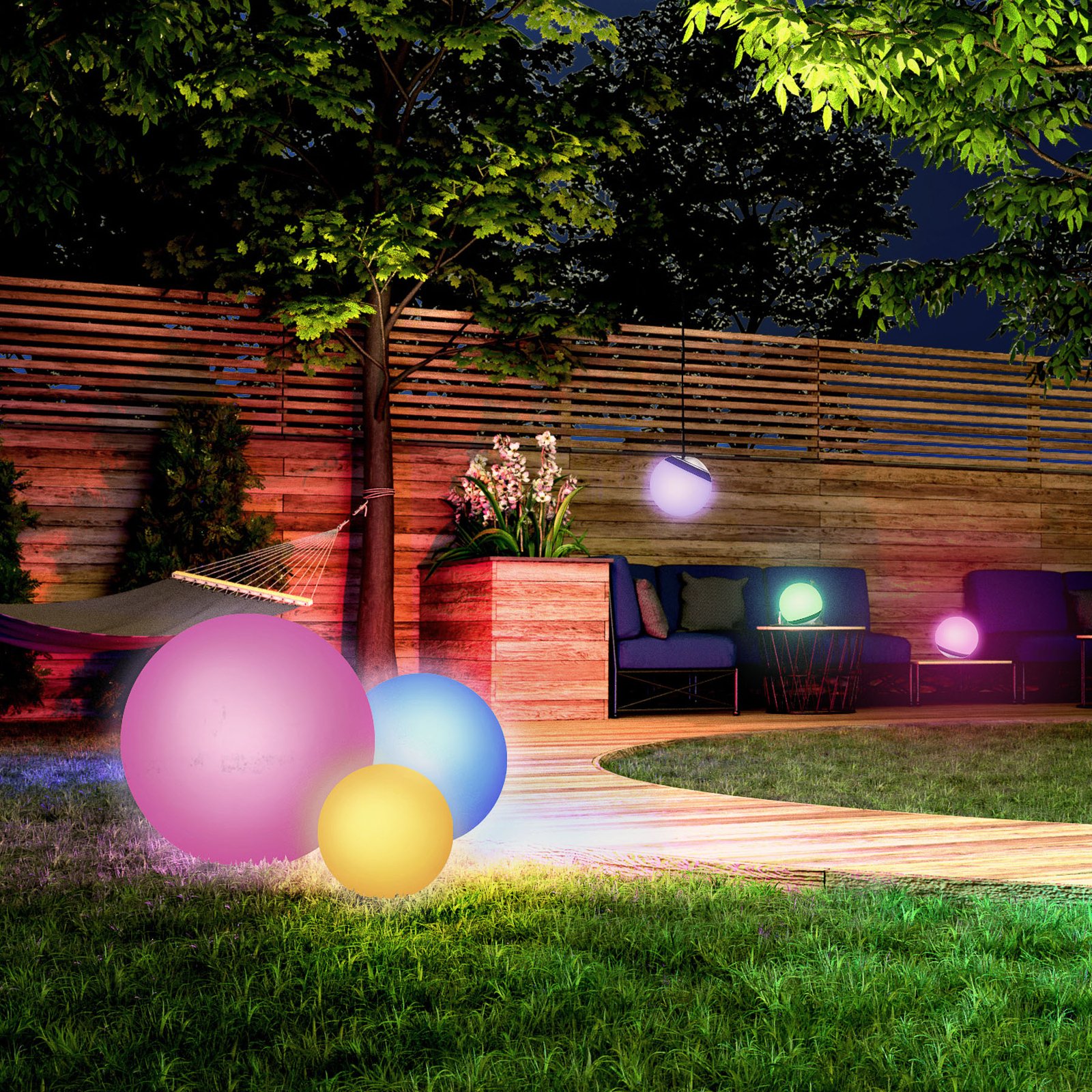 krāsojums Calluna Solar LED bumba, CCT, RGB, Ø 35 cm