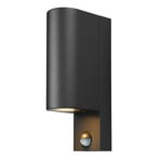 Prios buitenwandlamp Tetje, zwart, rond, sensor