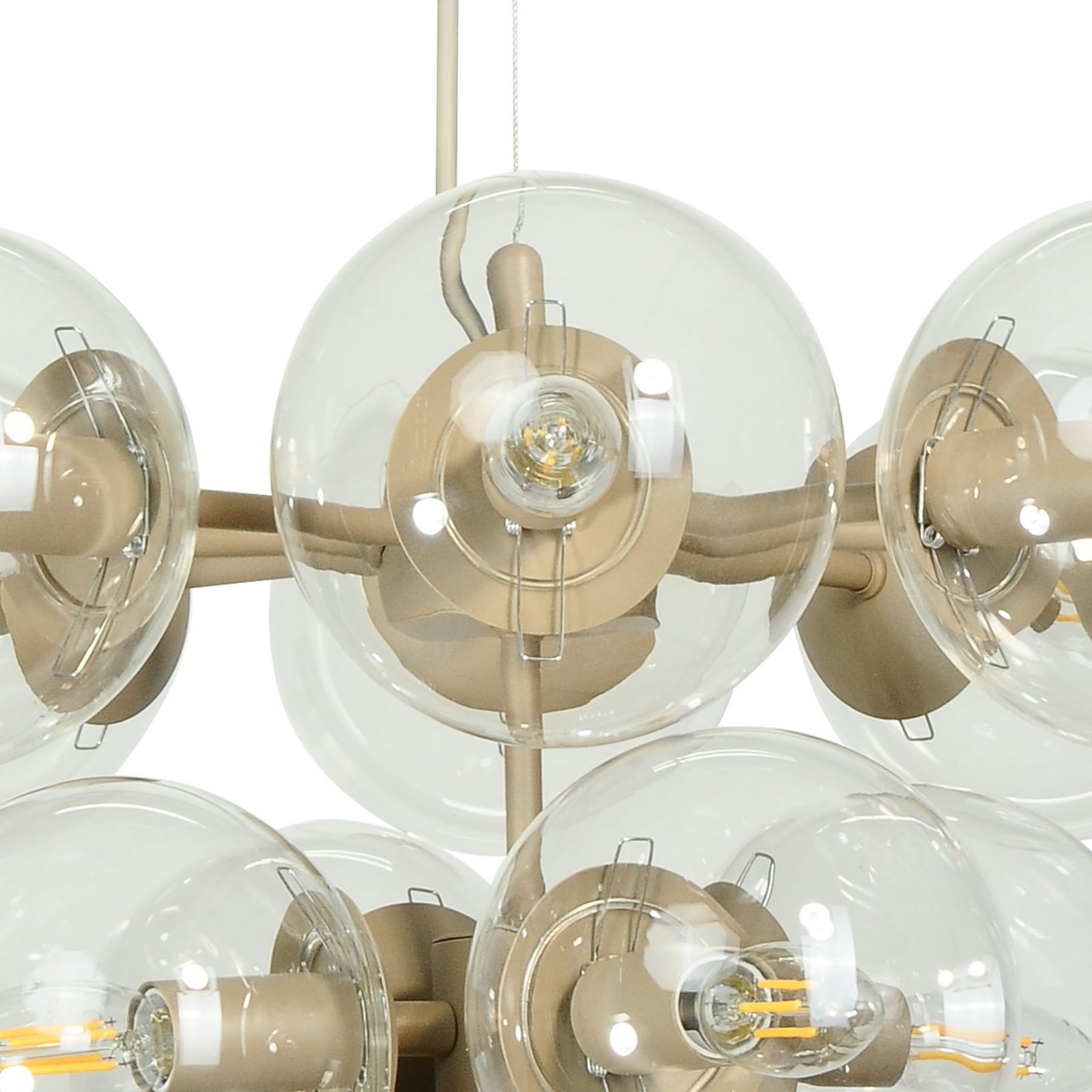 Suspension Zumba, gris-beige/transparent, 13 ampoules, verre