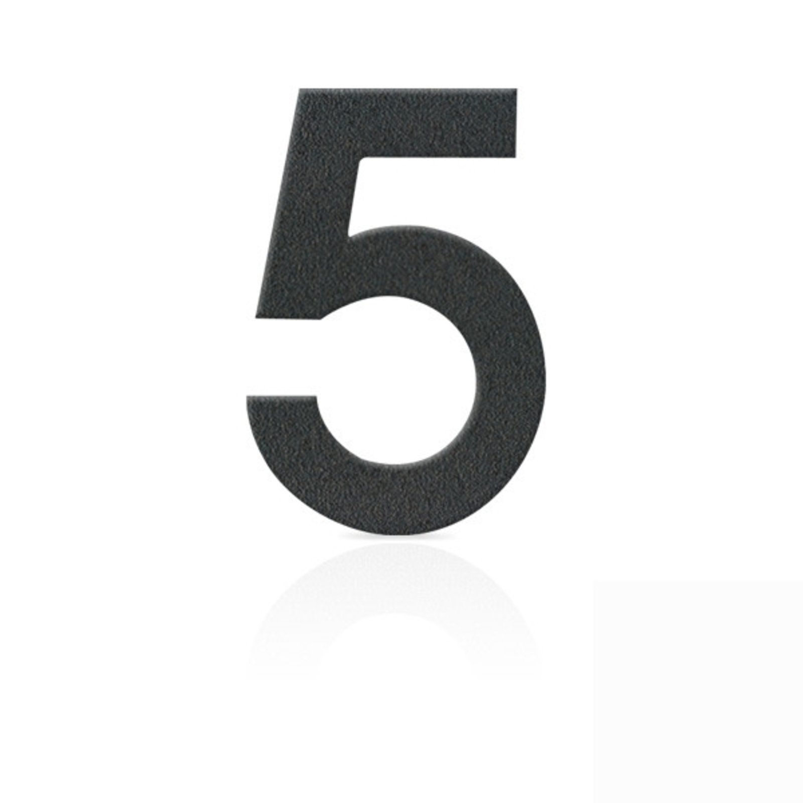 Husnummer i rostfritt stål, siffran 5, grafitgrå