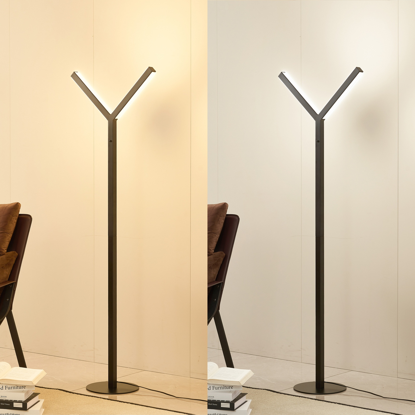 Lucande LED floor lamp Ilian, black, metal, CCT, dimmable