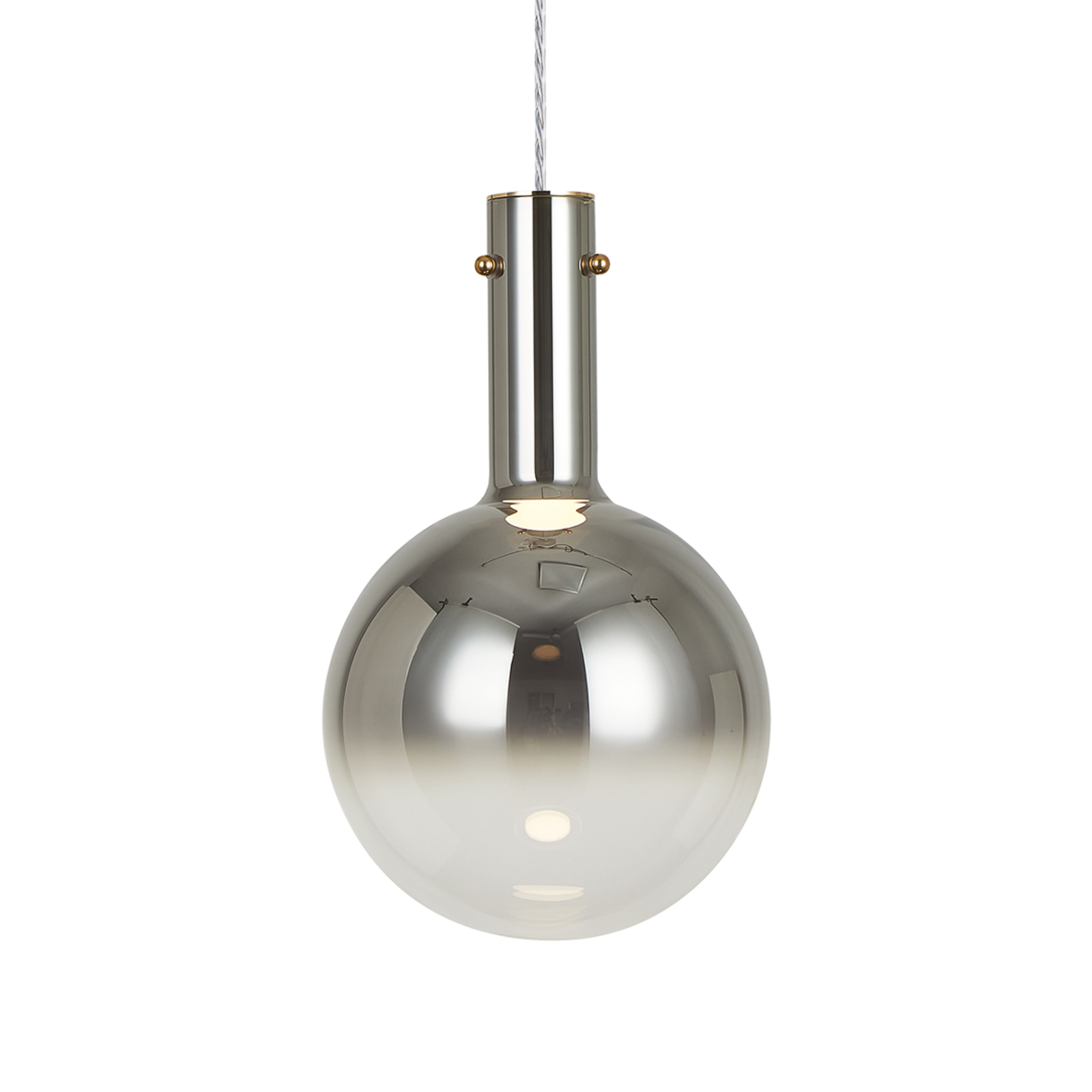 Toronto hanglamp, chroom-transparante glazen bol, Ø 25 cm