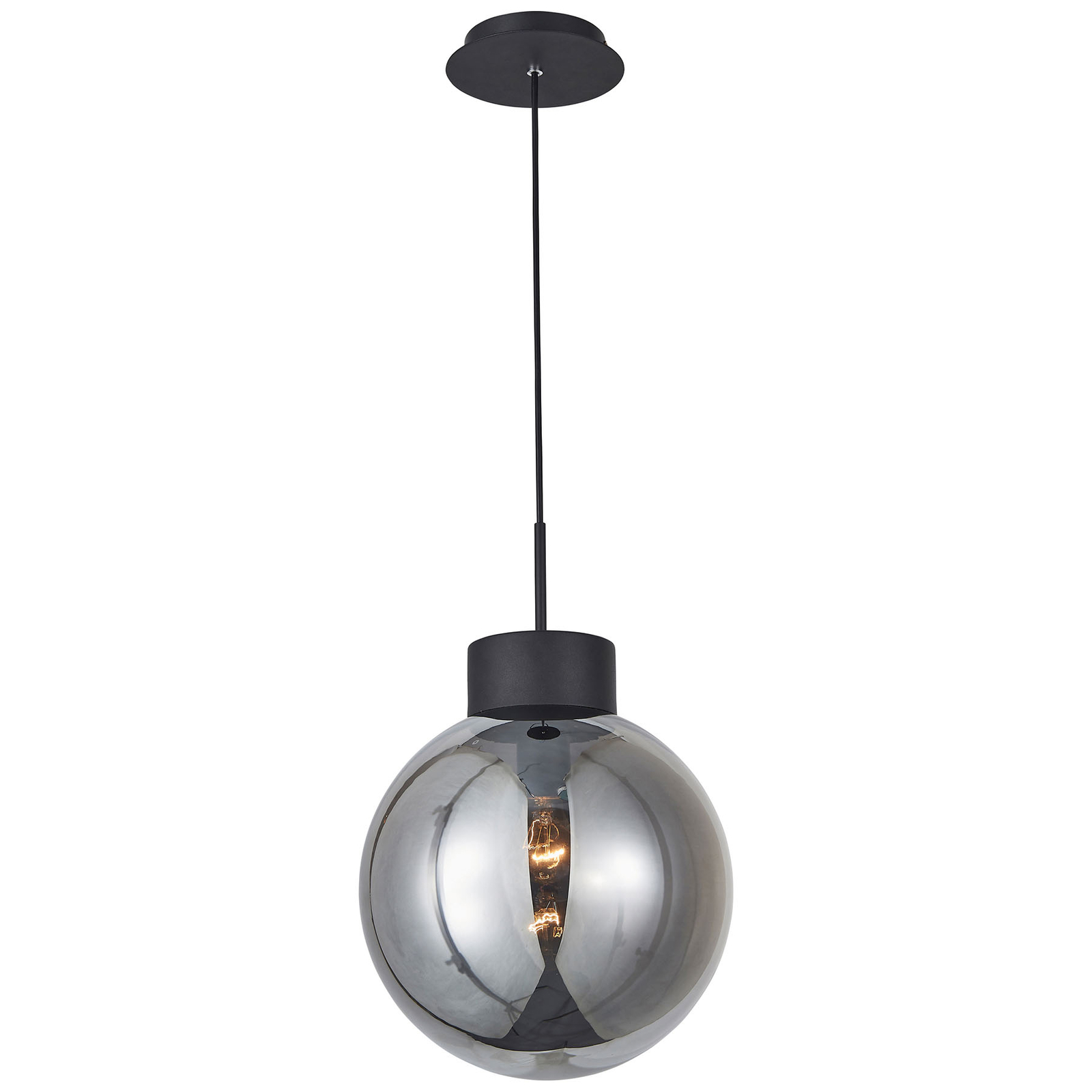 Brilliant Astro hanging lamp, spherical lampshade Ø 30 cm, for Living / Dining Room, metal, glass, E27, 60 W, energy efficiency: A++