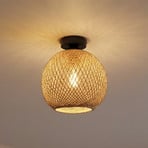 Stropné svietidlo Yumak, hnedé, Ø 26 cm, lano, 1-pl