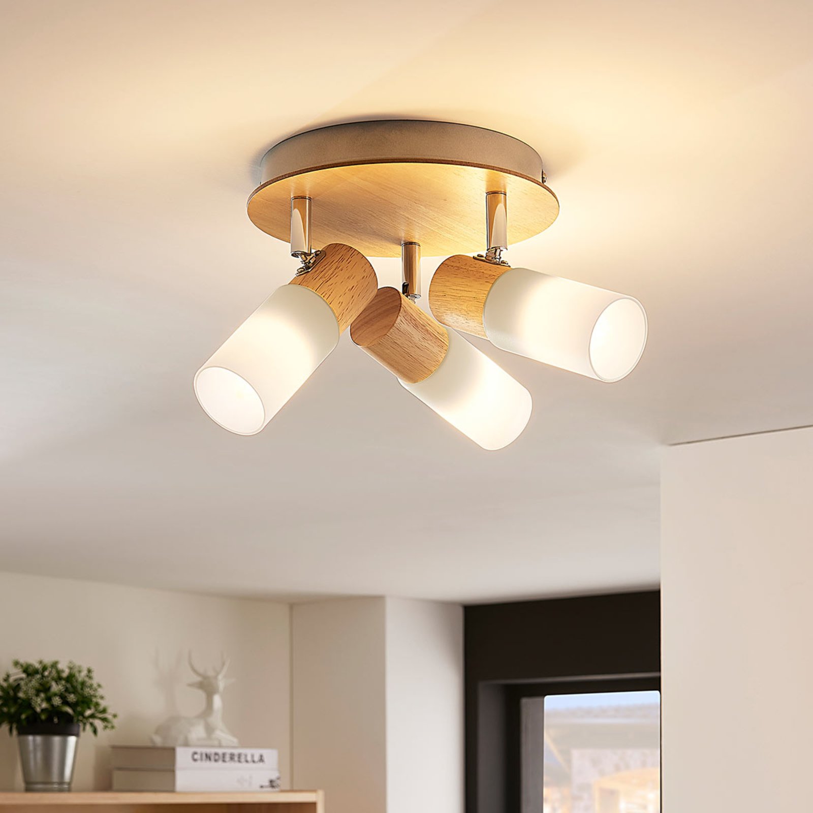 Christoph 3 Round Plafonnier Wood/White - Lindby