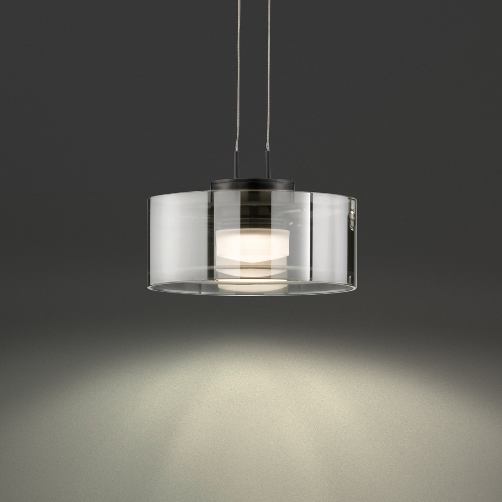 Lámpara colgante LED LAVIN, negro/humo, Ø 20 cm metal/vidrio atenuable