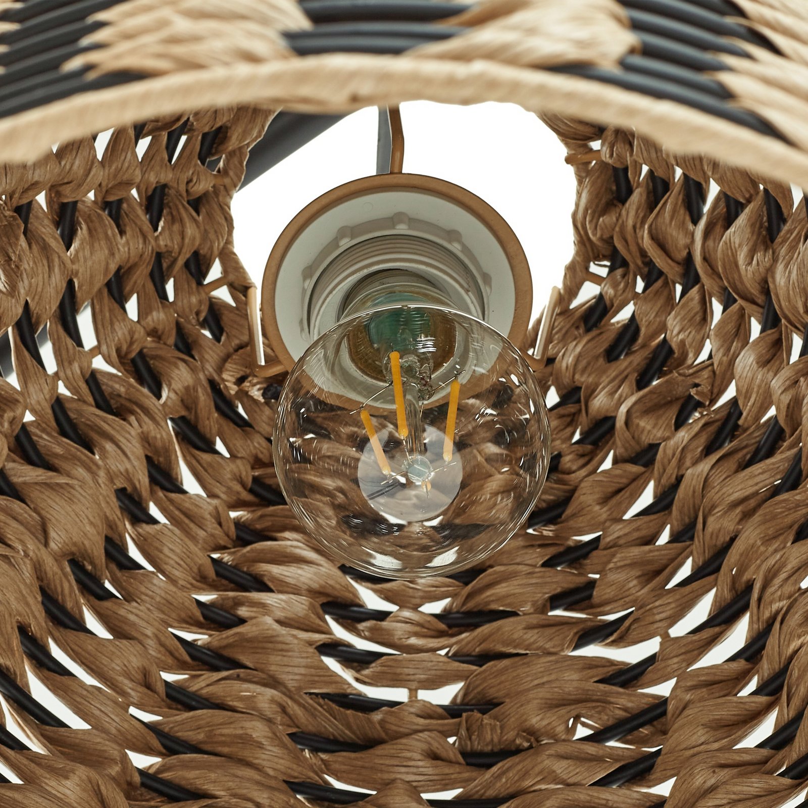 Lampa wisząca zewnętrzna Taryn, Ø 35 cm, IP44, brązowa, tworzywo sztuczne -