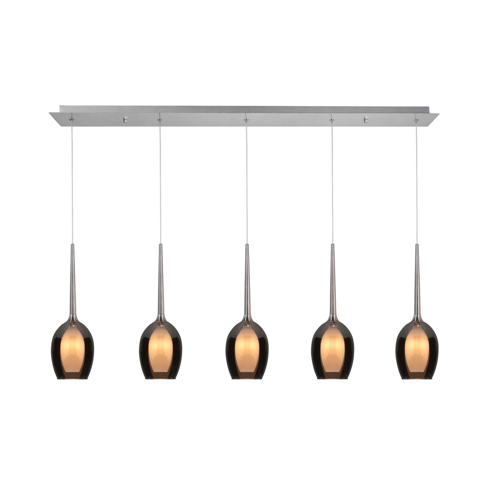 HighLight Lampă suspendată Belle gri fumuriu/nichel lungime 110 cm 5 becuri din sticlă - Camera de zi / sufragerie - modern - gri fumuriu-transparent nichel mat
