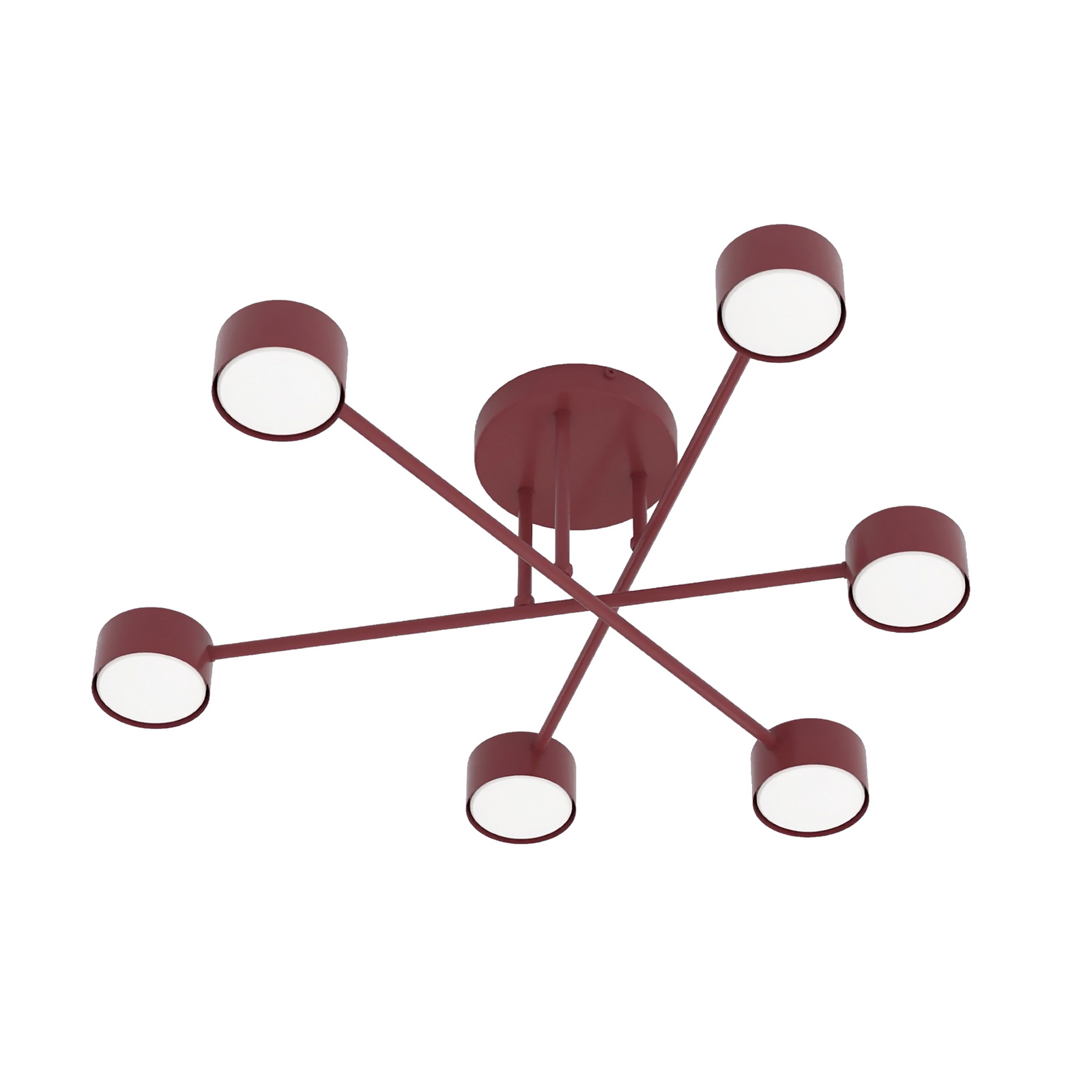 HALO ceiling light, dark red, Ø 60 cm, 6-bulb, metal, GX53 HALO ceiling light, dark red, Ø 60 cm, 6-bulb, metal, GX53