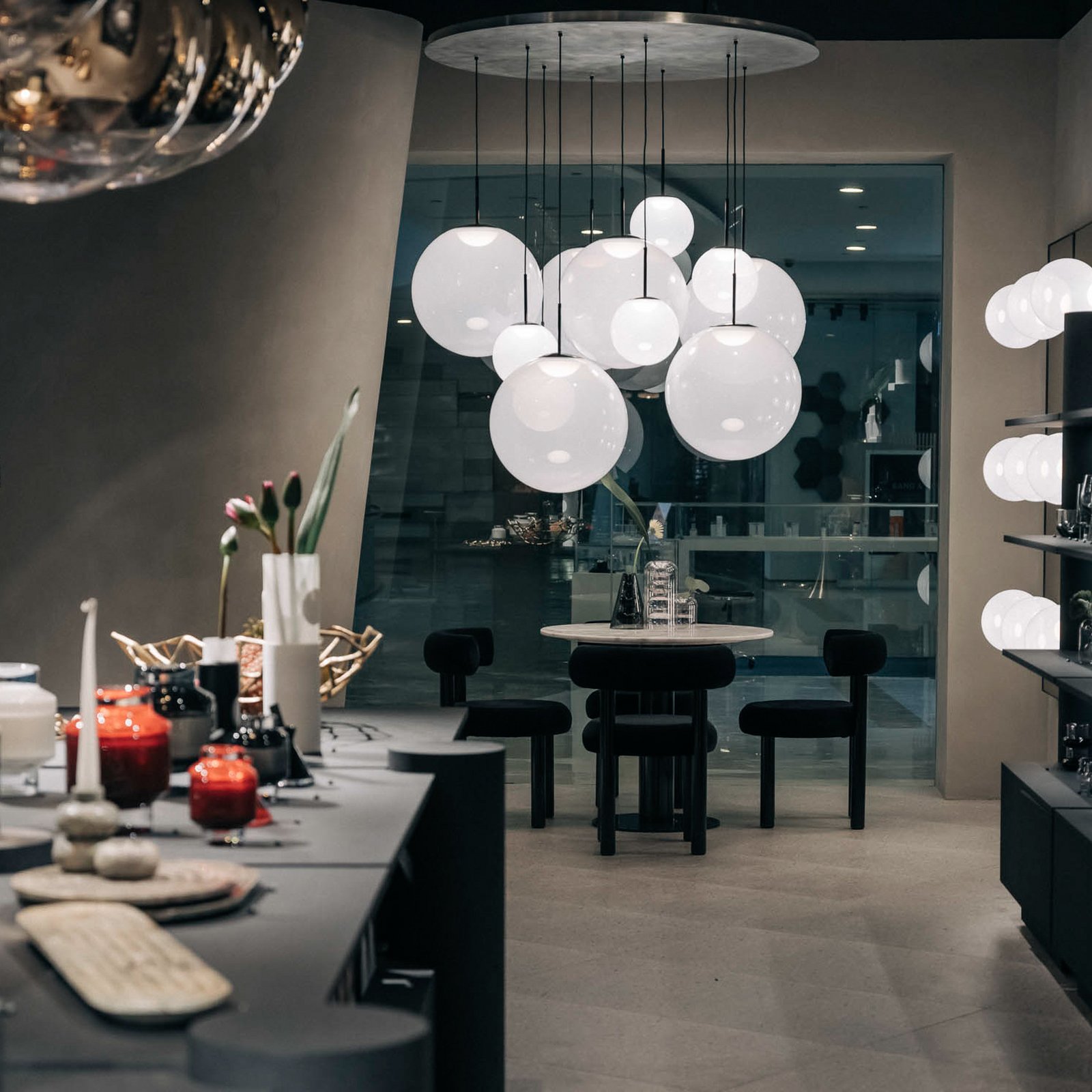 Tom Dixon Melt Pendant System Trio Round, opal/srebrna