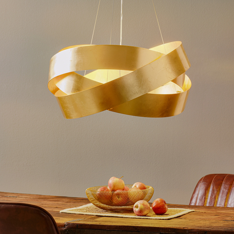 Suspension Pura avec feuille d’or, 60 cm, 3x E27