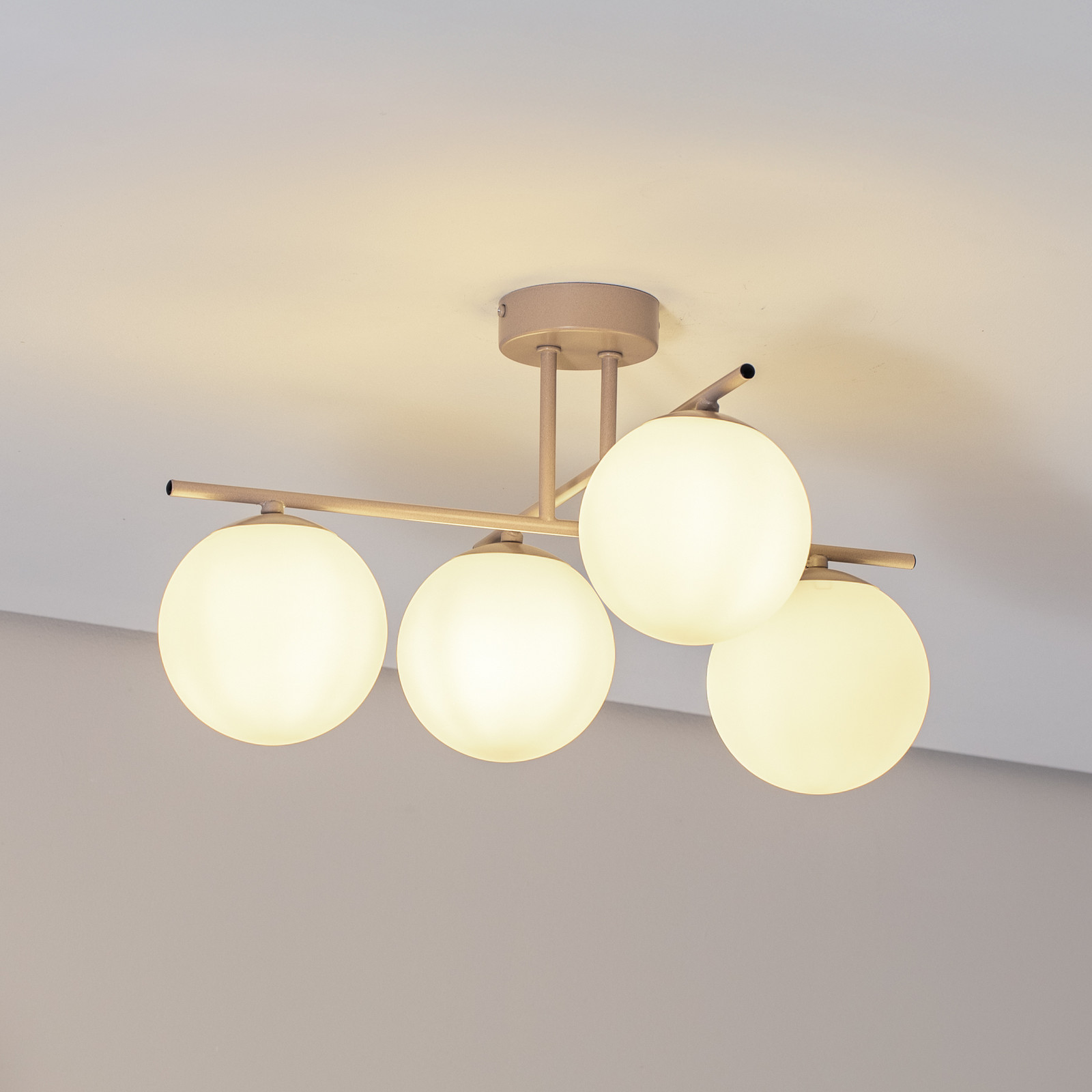 Domiluce Plafonieră Aurora bej Ø 50 cm 4 becuri sticlă E14 - Camera de zi / sufragerie - bej alb