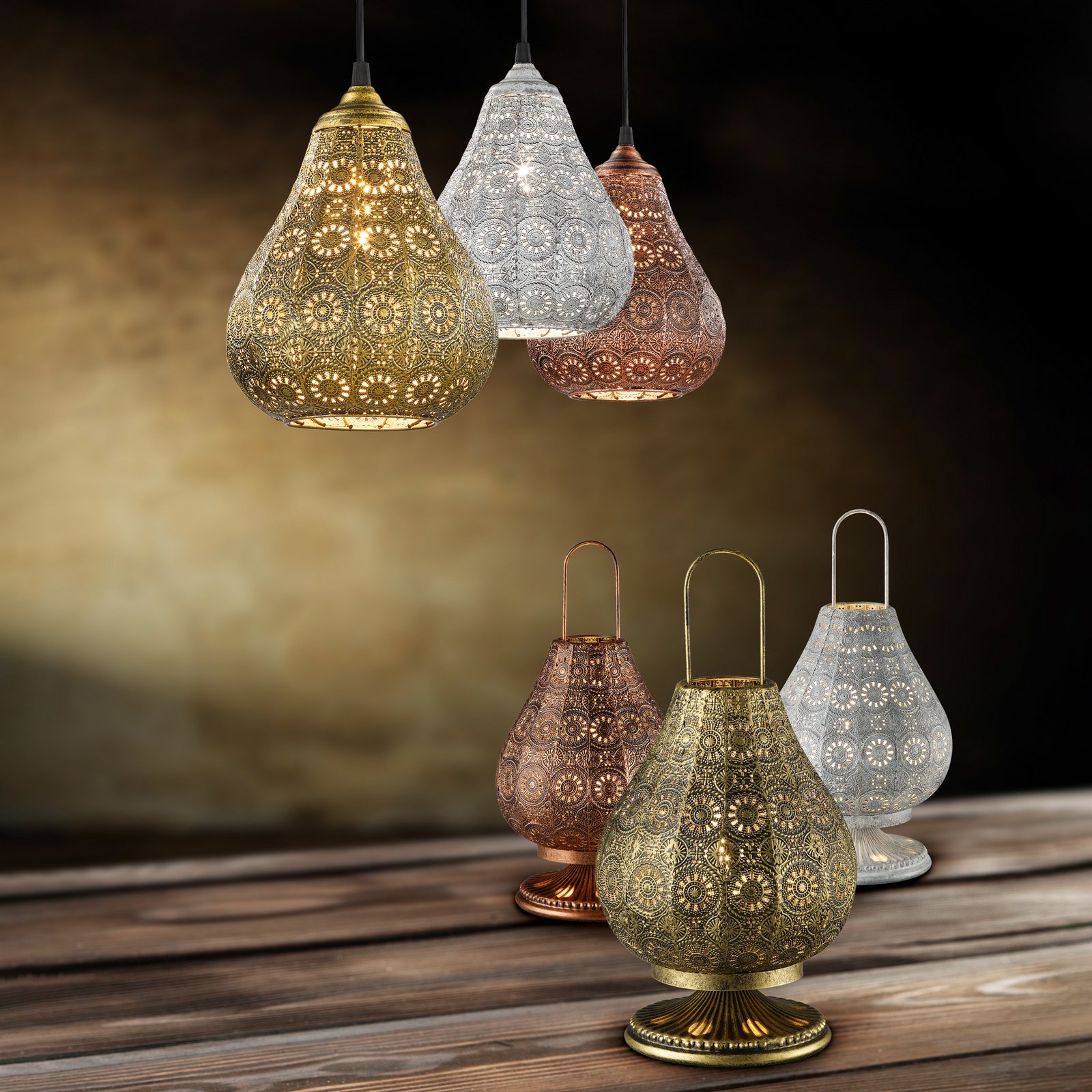 Oosterse hanglamp Jasmin in oud messing