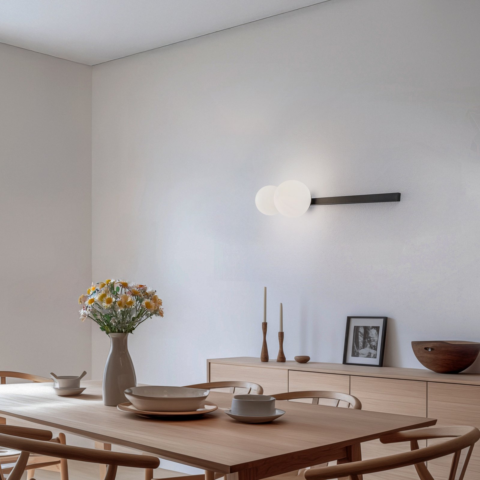 Garda 2 wall light, black, metal, glass, 2-bulb Garda 2 wall light, black, metal, glass, 2-bulb