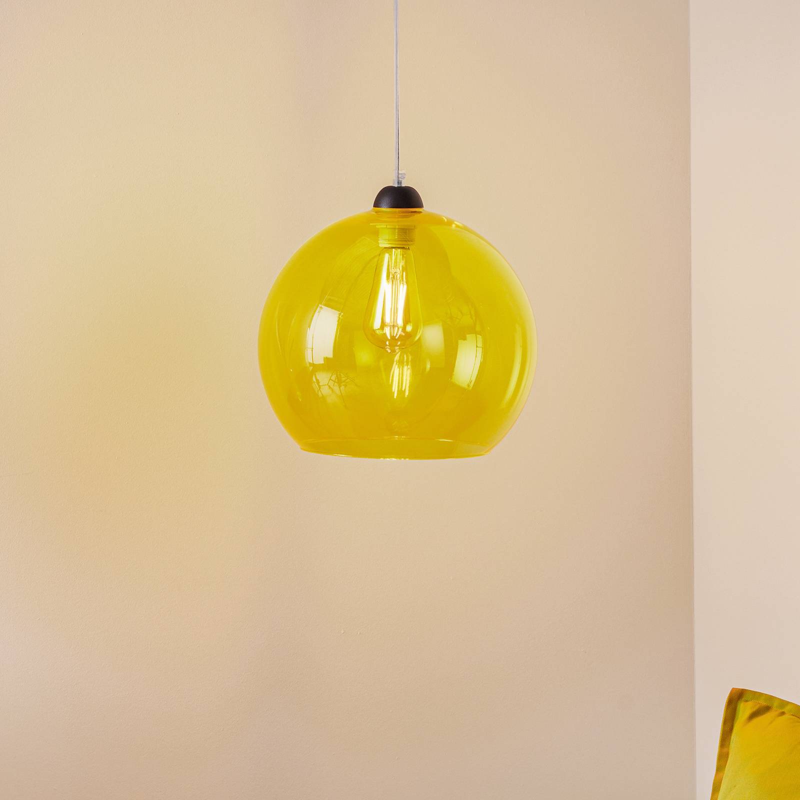 Colour függő lámpa, sárga üvegbúra