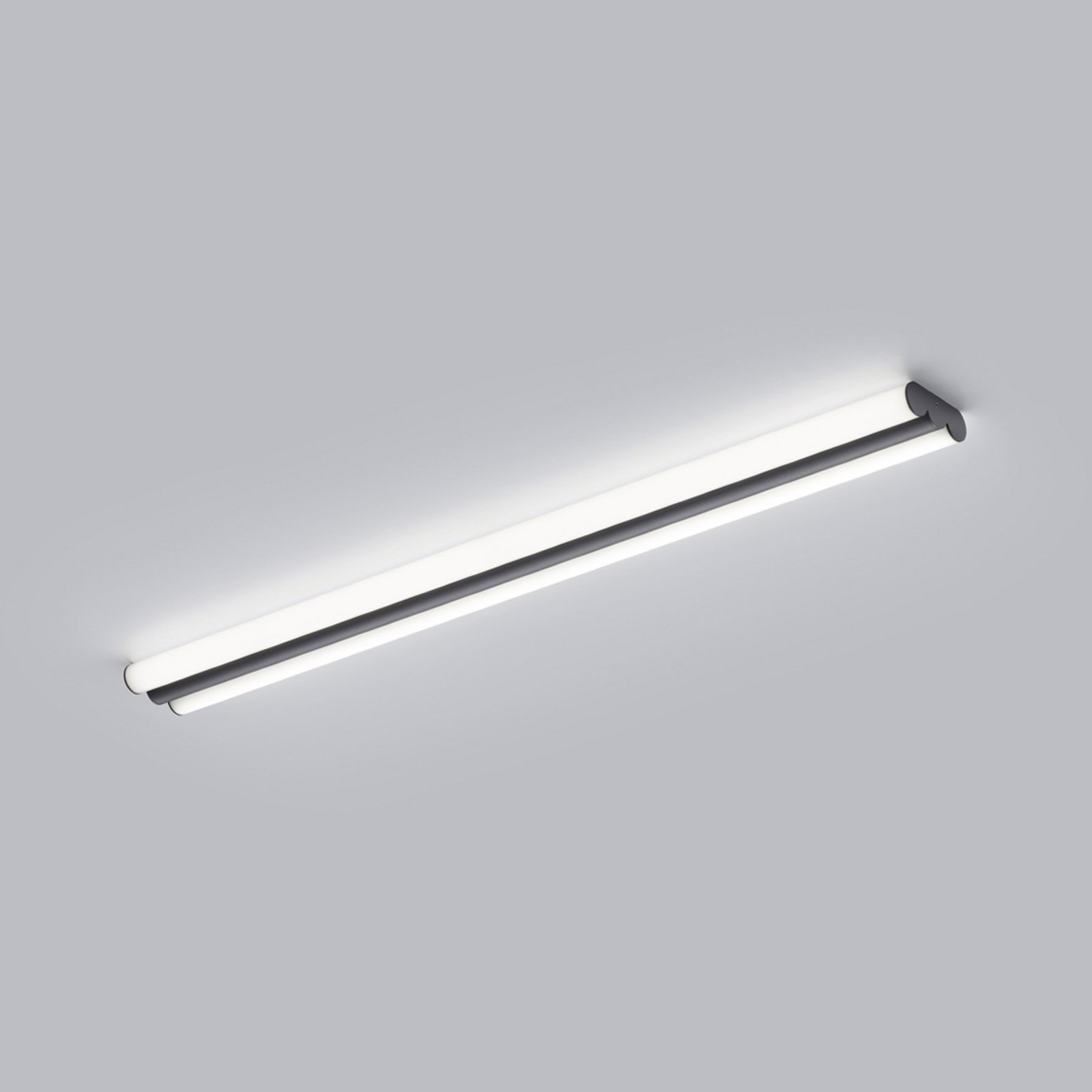 Helestra LED mirror lamp LOOM, length 90 cm, black, IP44