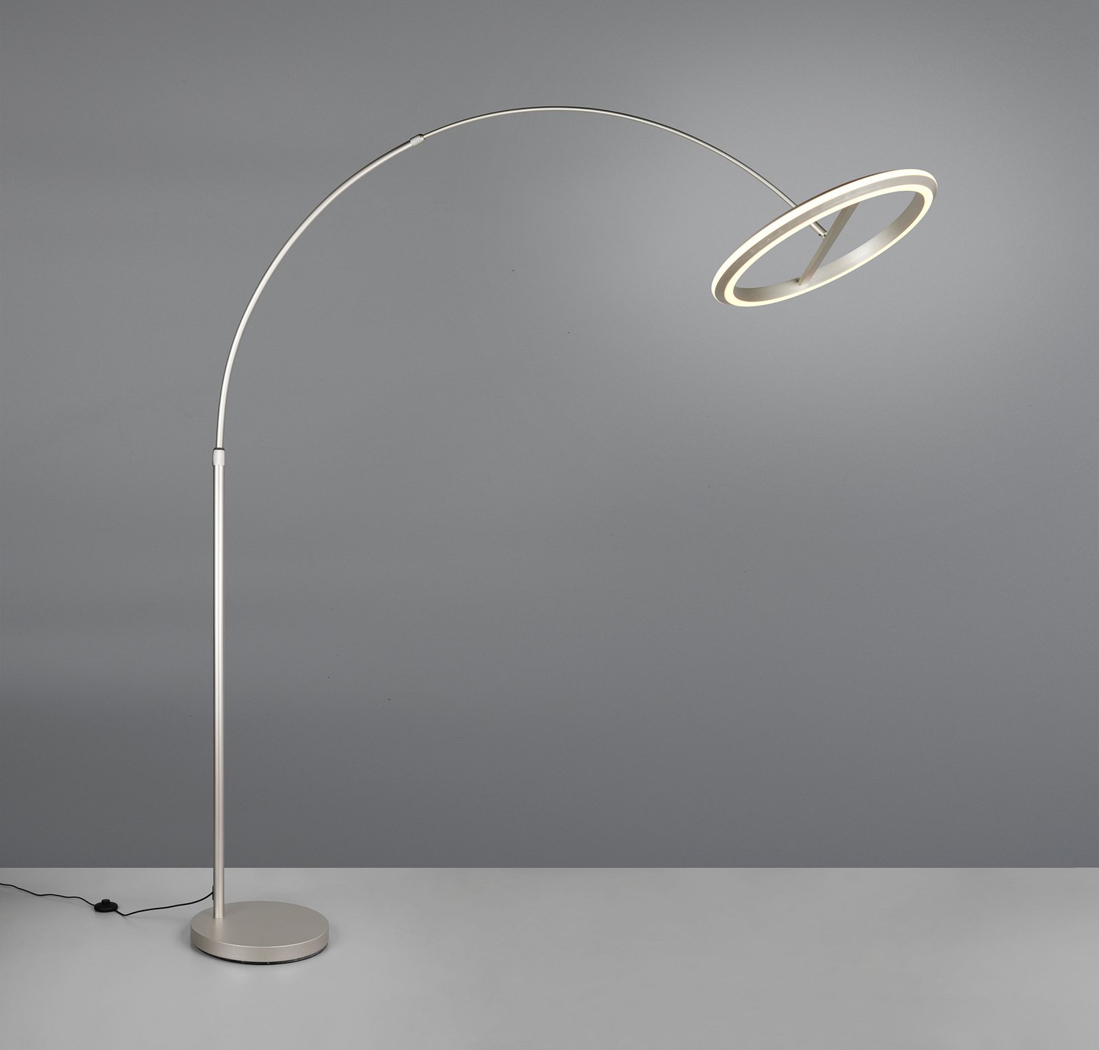 Lampadaire LED Amador, couleur nickel, hauteur 205 cm Métal