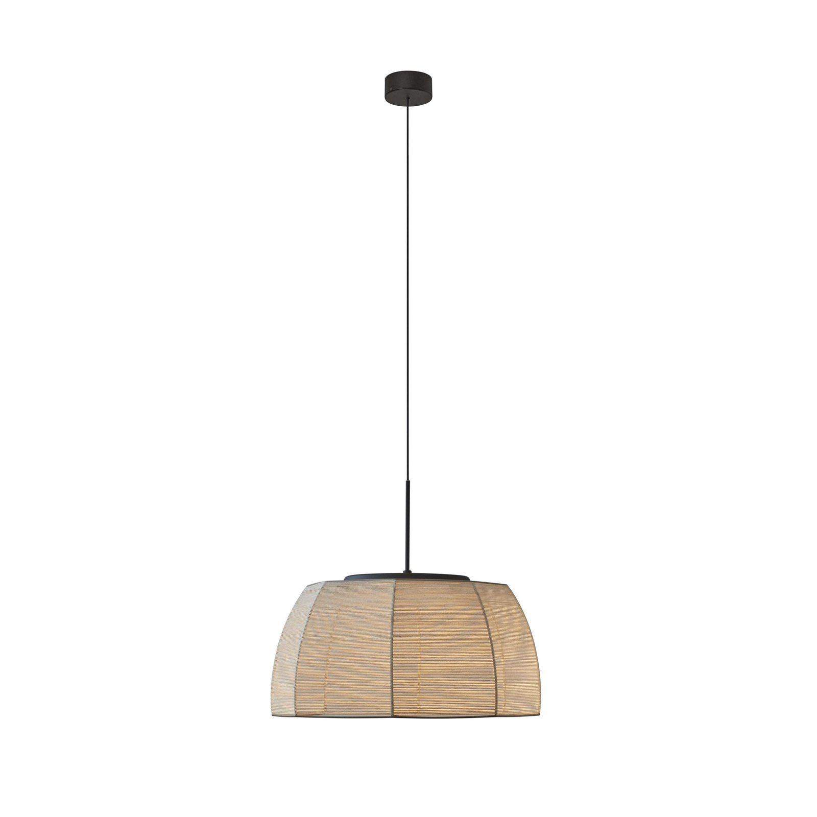 Bover LED hanging light Tanit, Ø 61 cm, black/beige, fabric