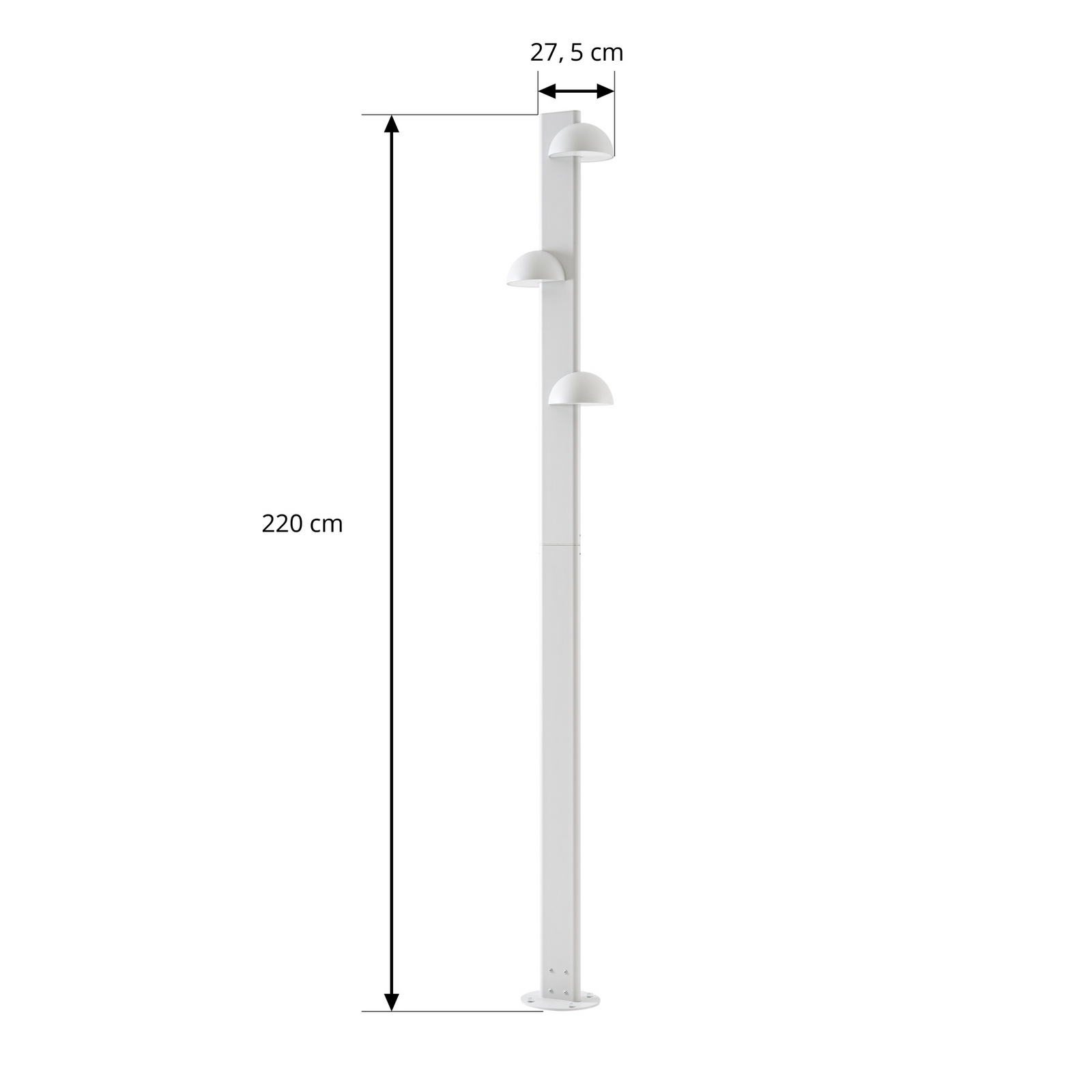 Candeeiro exterior LED Lucande Velira, cinzento claro, 220 cm, 3 lâmpadas
