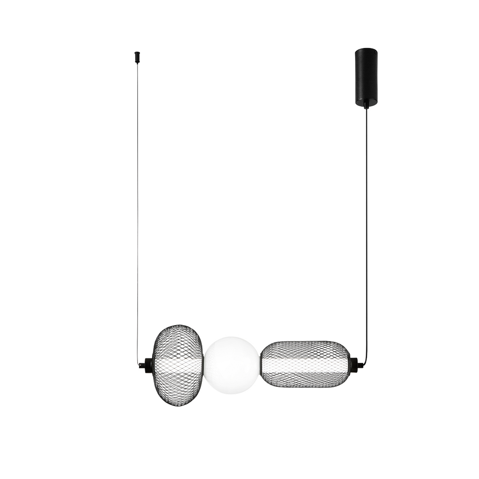 LED-Hängelampe INKAS, Höhe 53 cm, schwarz, Glas/Metall, CCT