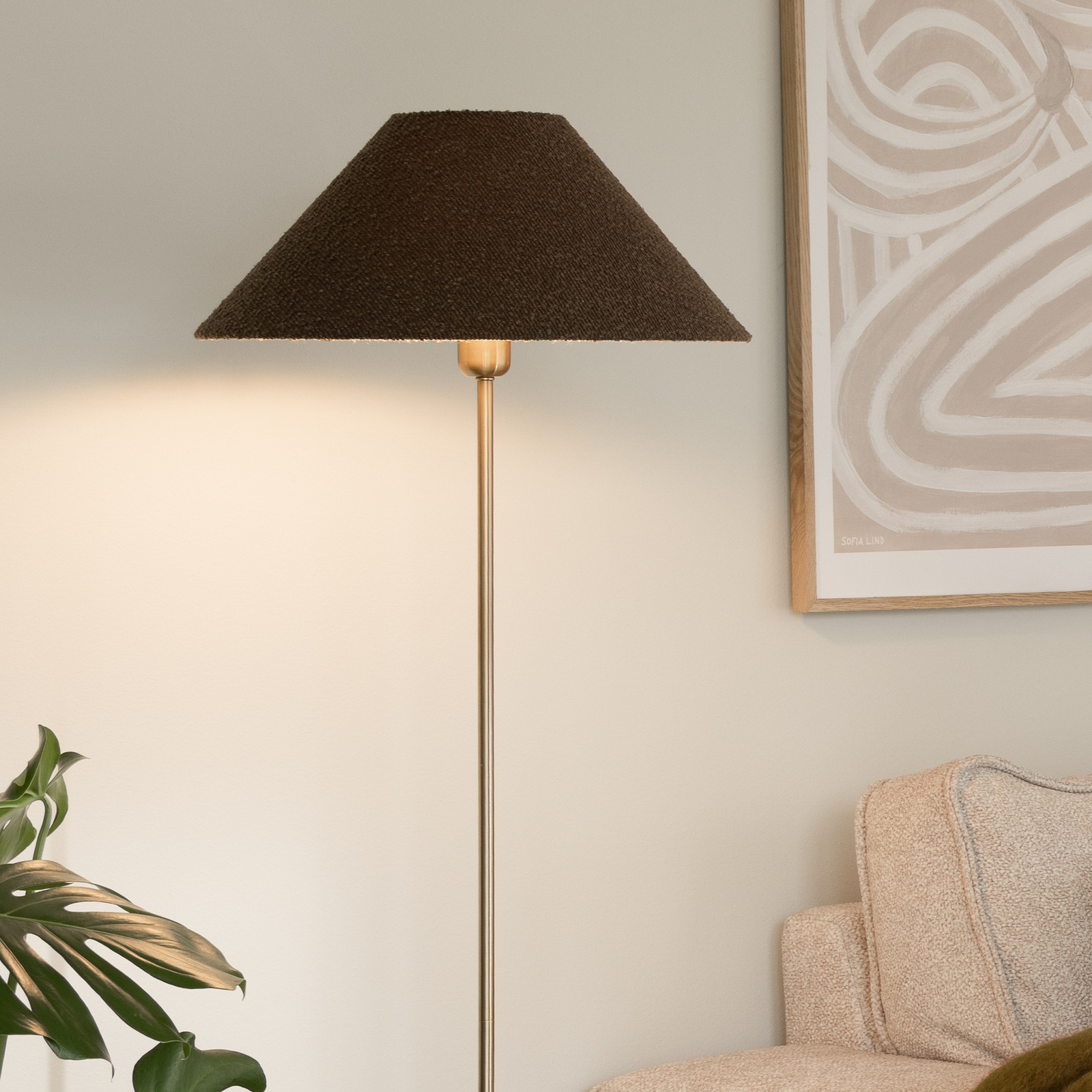 Iris Stehleuchte braun/messing Textil - Globen Lighting Iris Stehleuchte braun/messing Textil - Globen Lighting