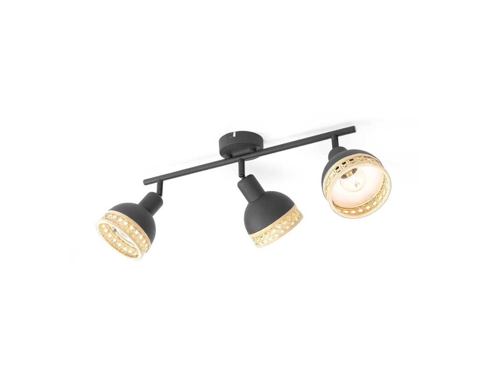 Lonnaris 3 Stropné Lampa Black/Nature - Lindby