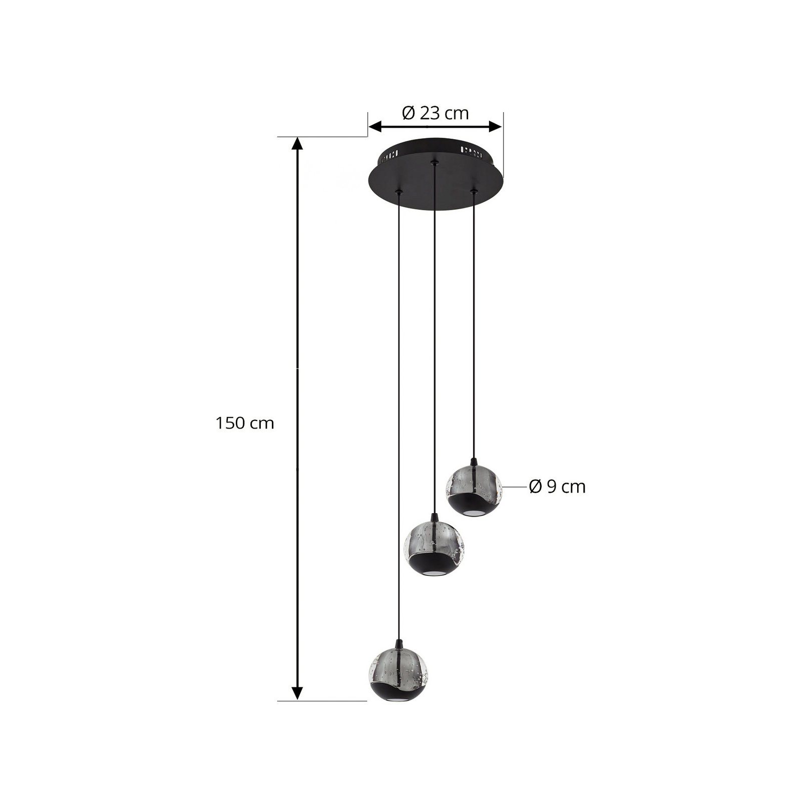 Hayley LED-Pendelleuchte dreiflammig schwarz Glas - Lucande