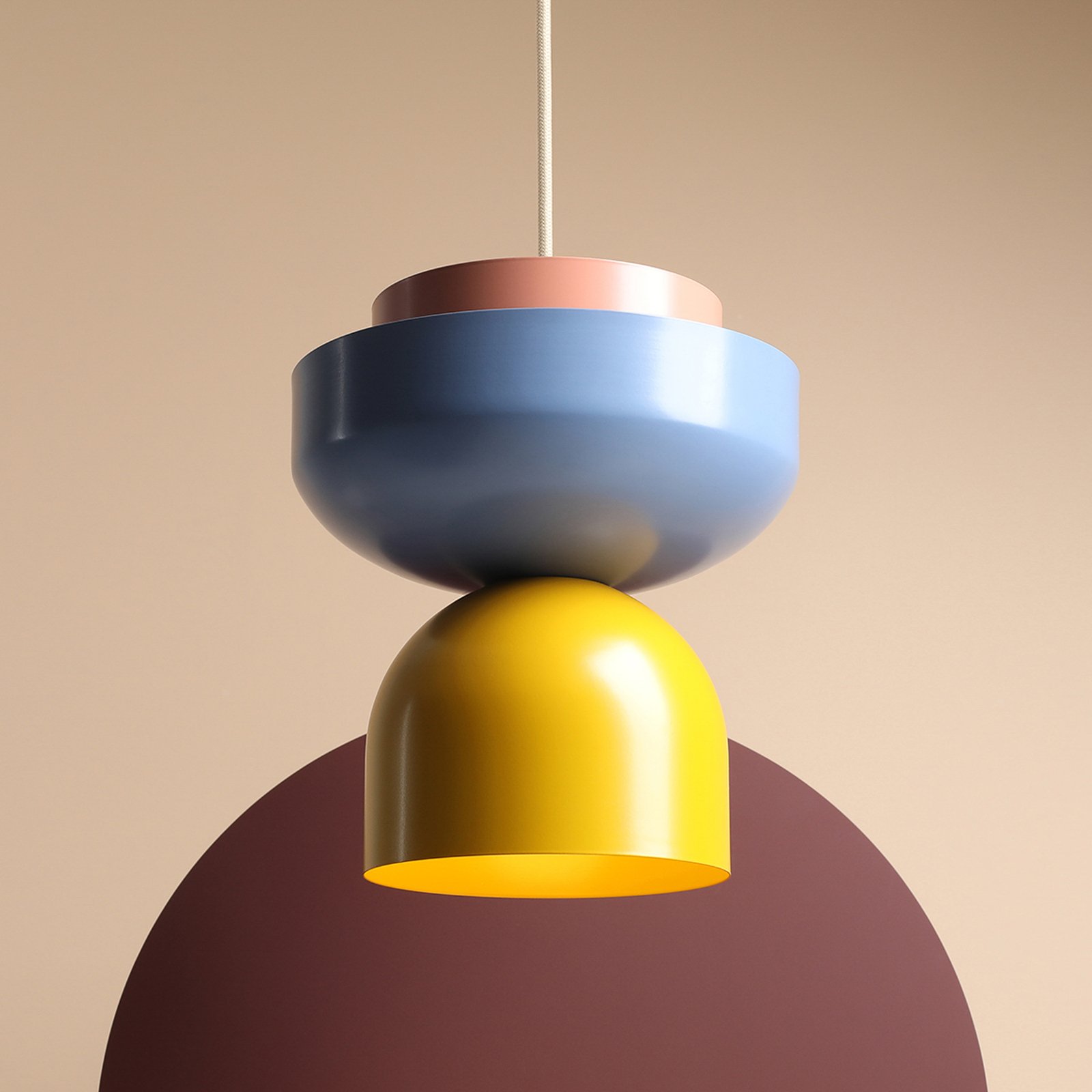 Ulia pendant light, yellow/blue/coral