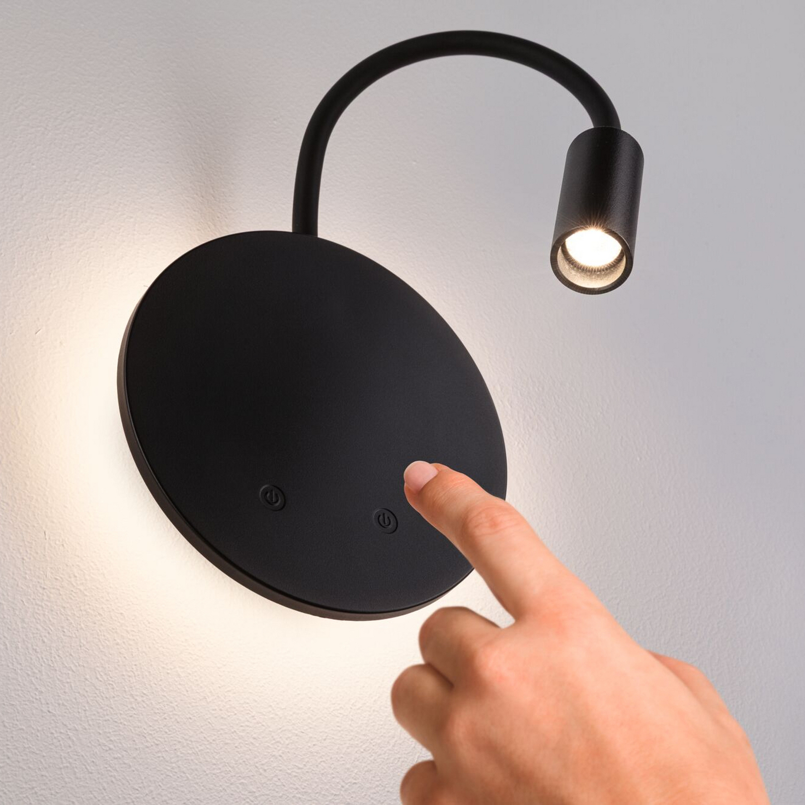 Applique murale LED rechargeable Miora, noire, bras flexible, variateur Applique murale LED rechargeable Miora, noire, bras flexible, variateur