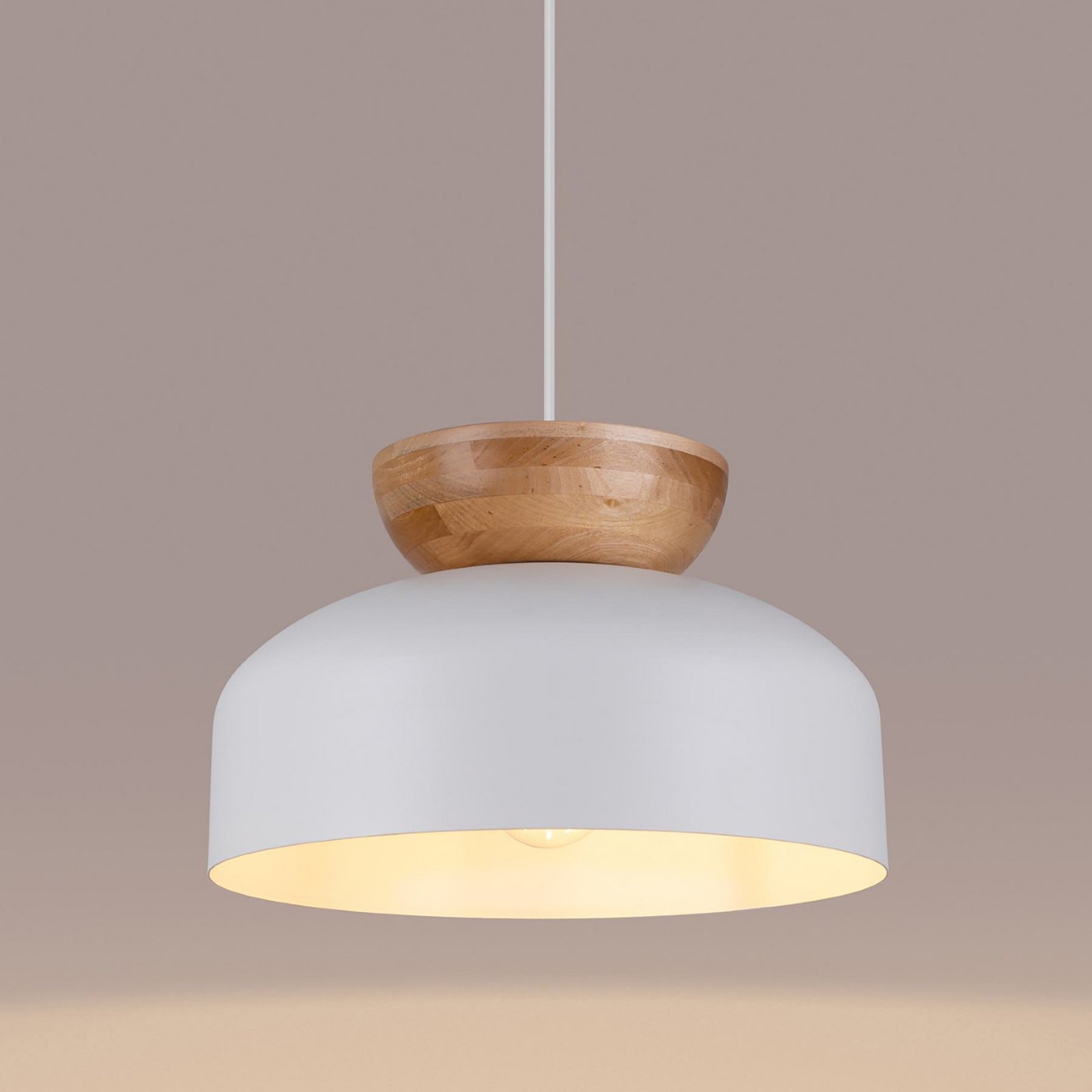 Marion pendant light, Ø 29.5 cm, wood, steel